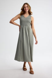 Robe maxi challis - Femme && KAKI