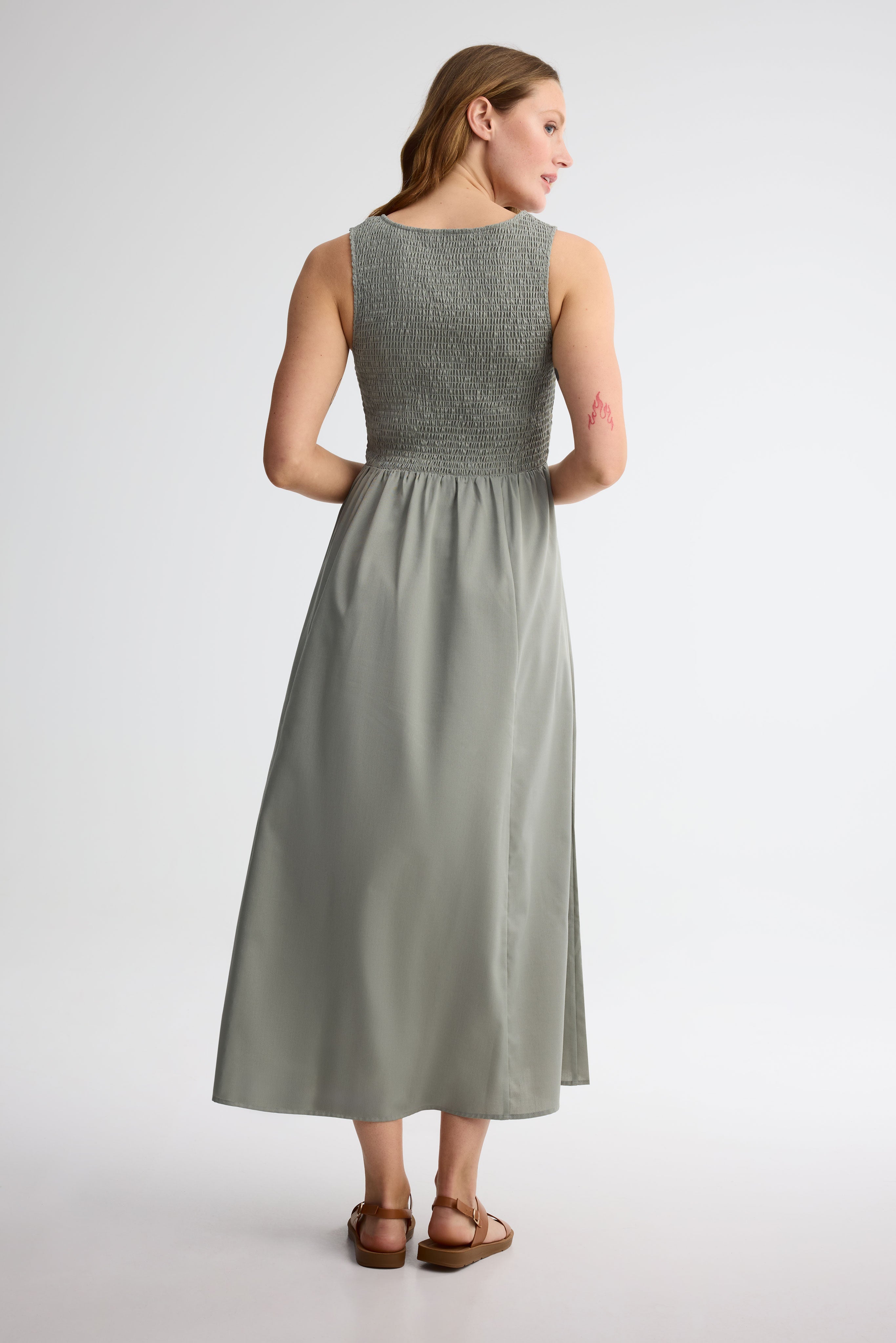 Robe maxi challis - Femme && KAKI