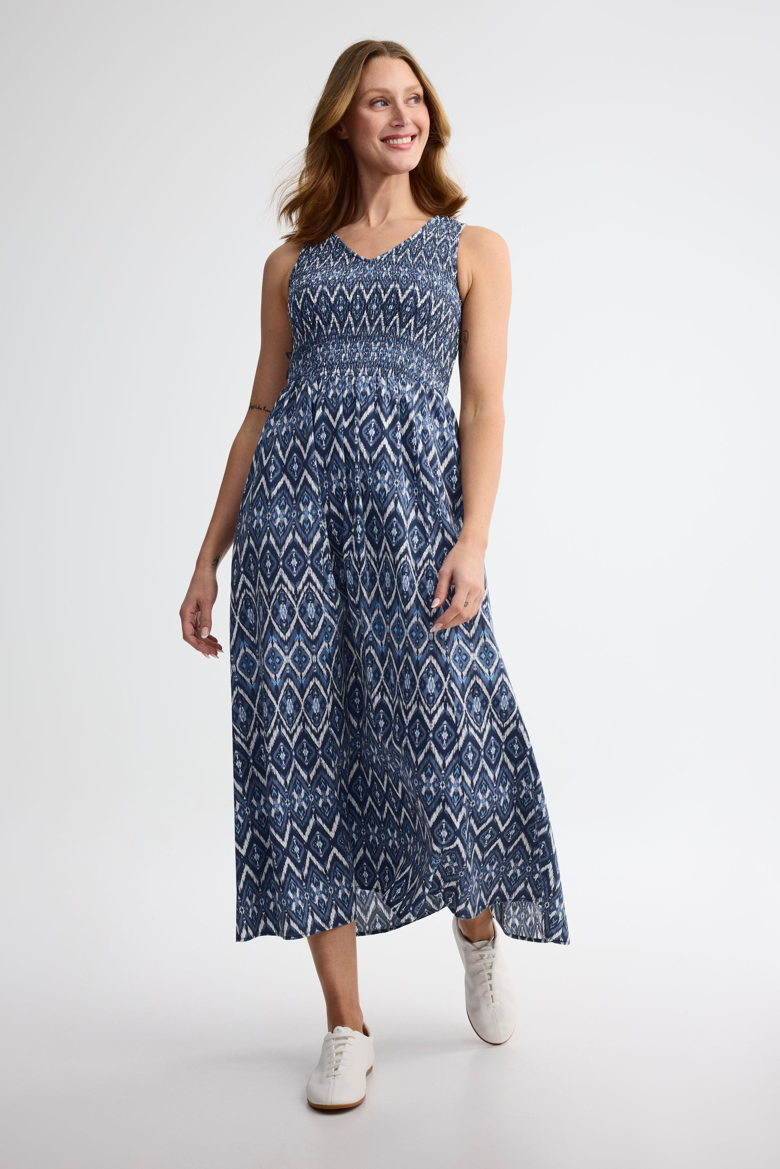 Robe maxi challis - Femme && BLEU MULTI