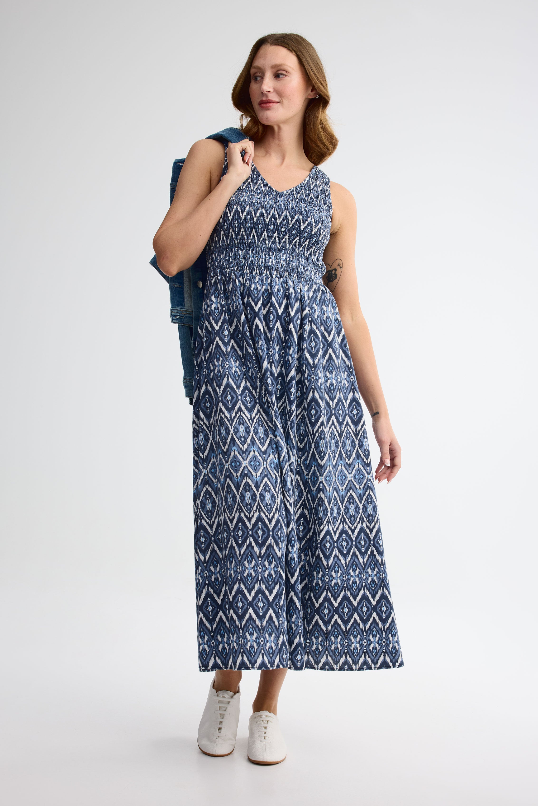 Robe maxi challis - Femme && BLEU MULTI