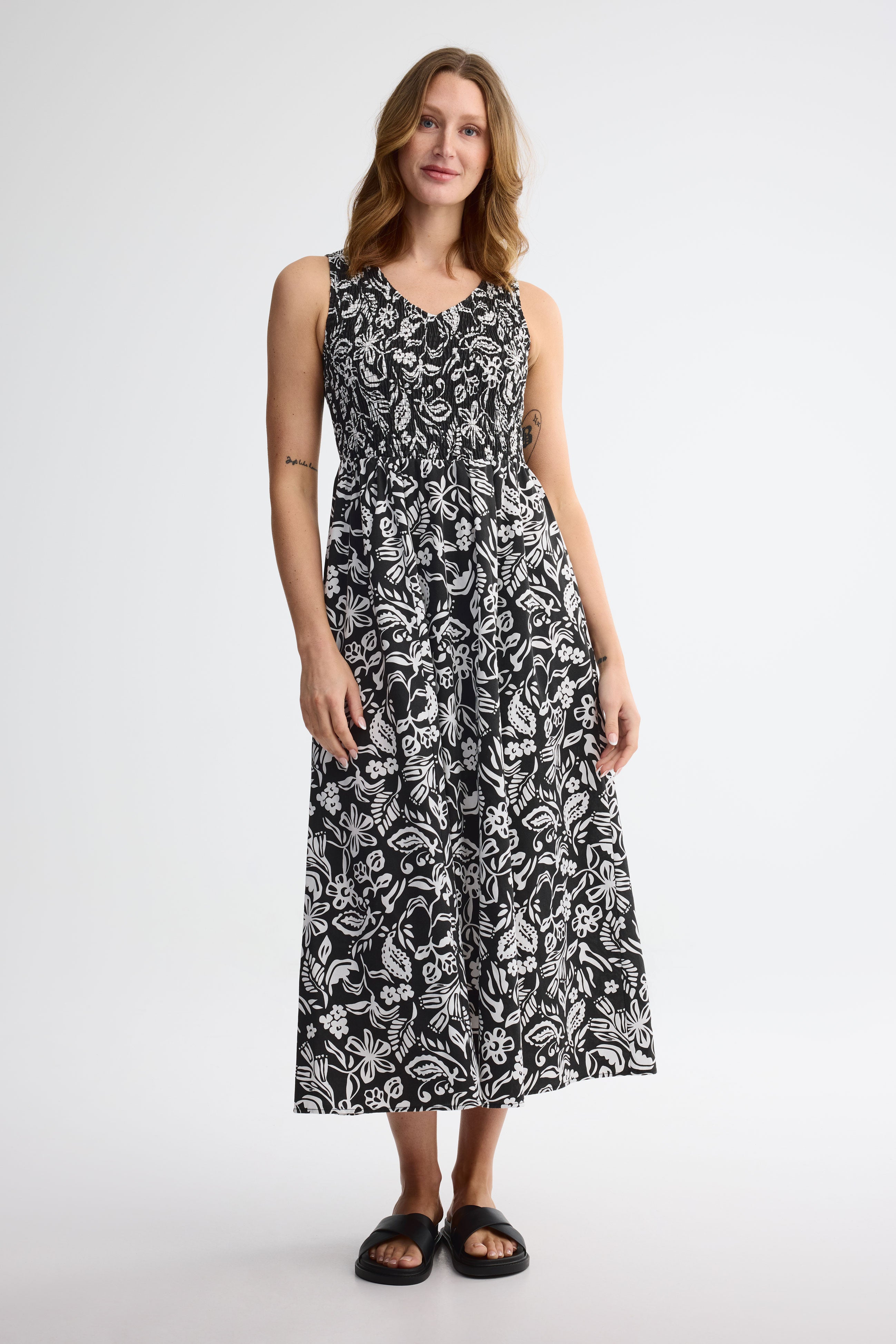 Robe maxi challis - Femme && NOIR/MULTI