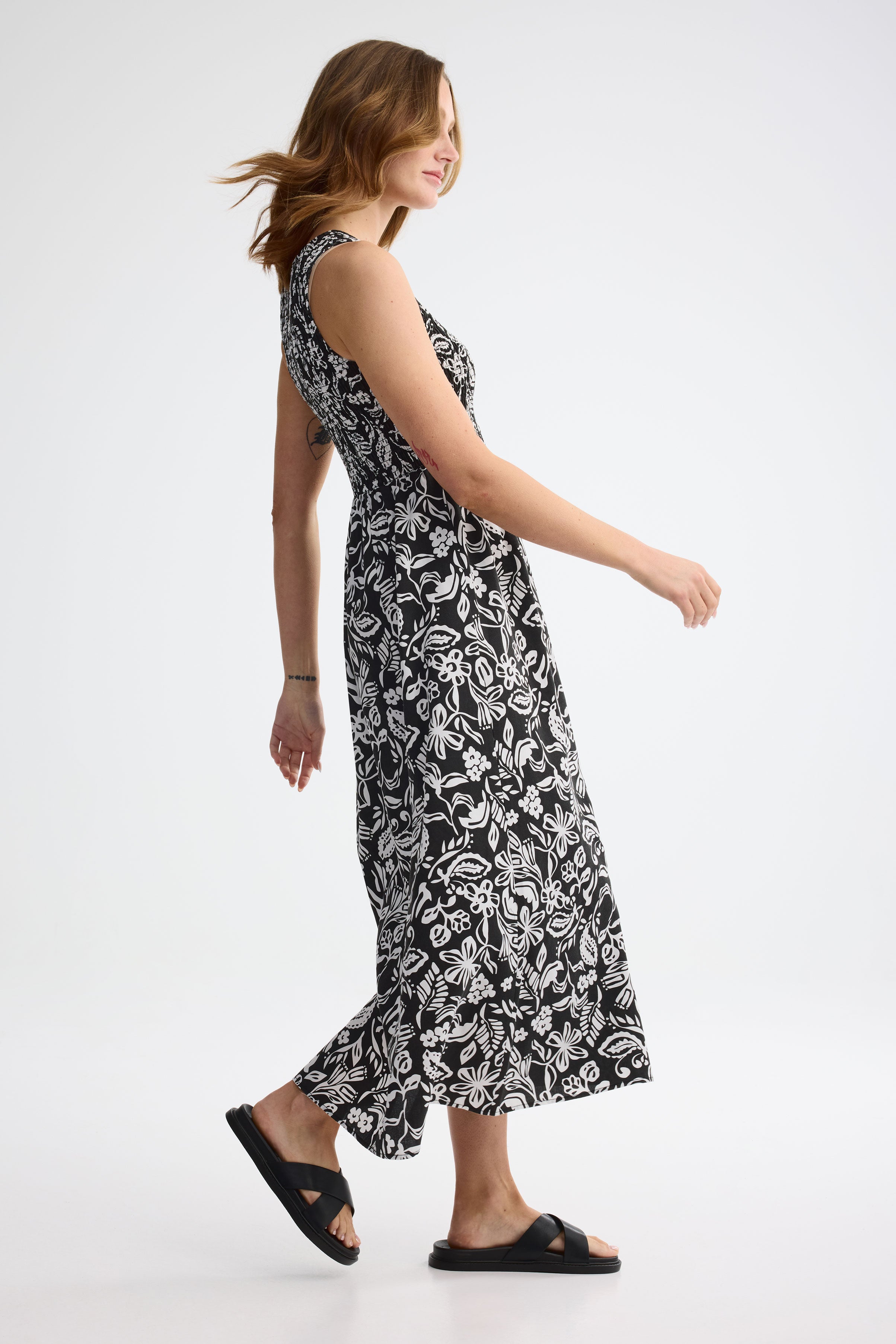 Robe maxi challis - Femme && NOIR/MULTI