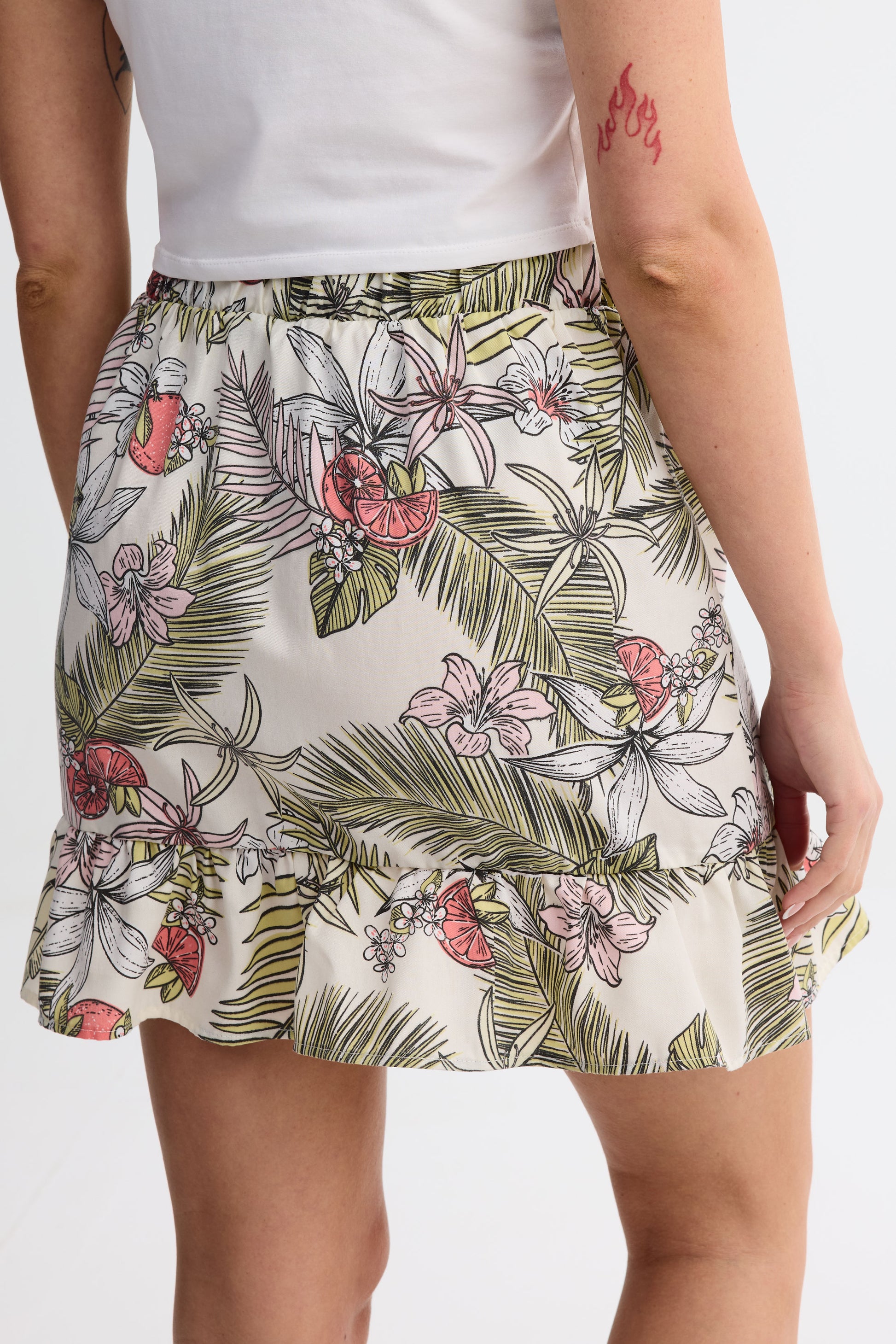 Mini jupe challis - Femme && JAUNE/MULTI