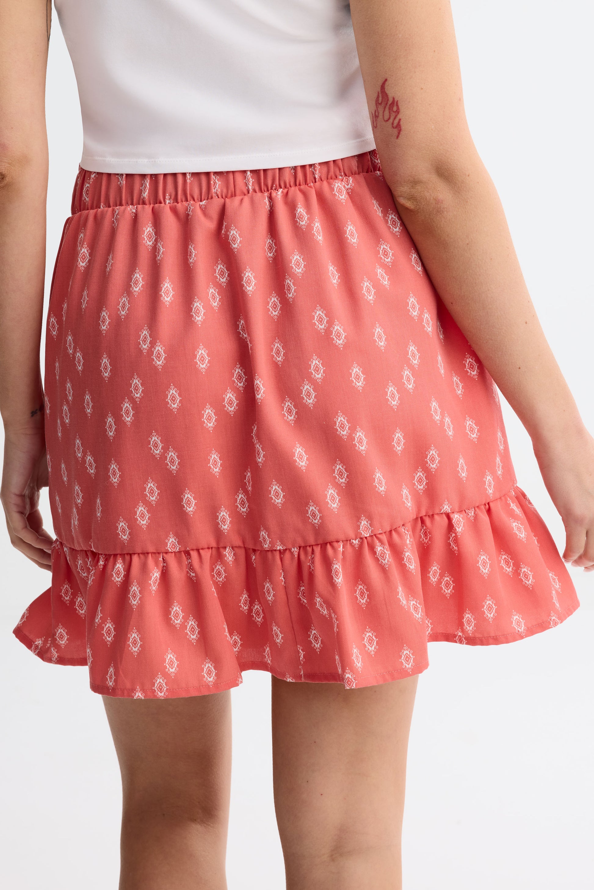 Mini jupe challis - Femme && CORAIL/MULTI