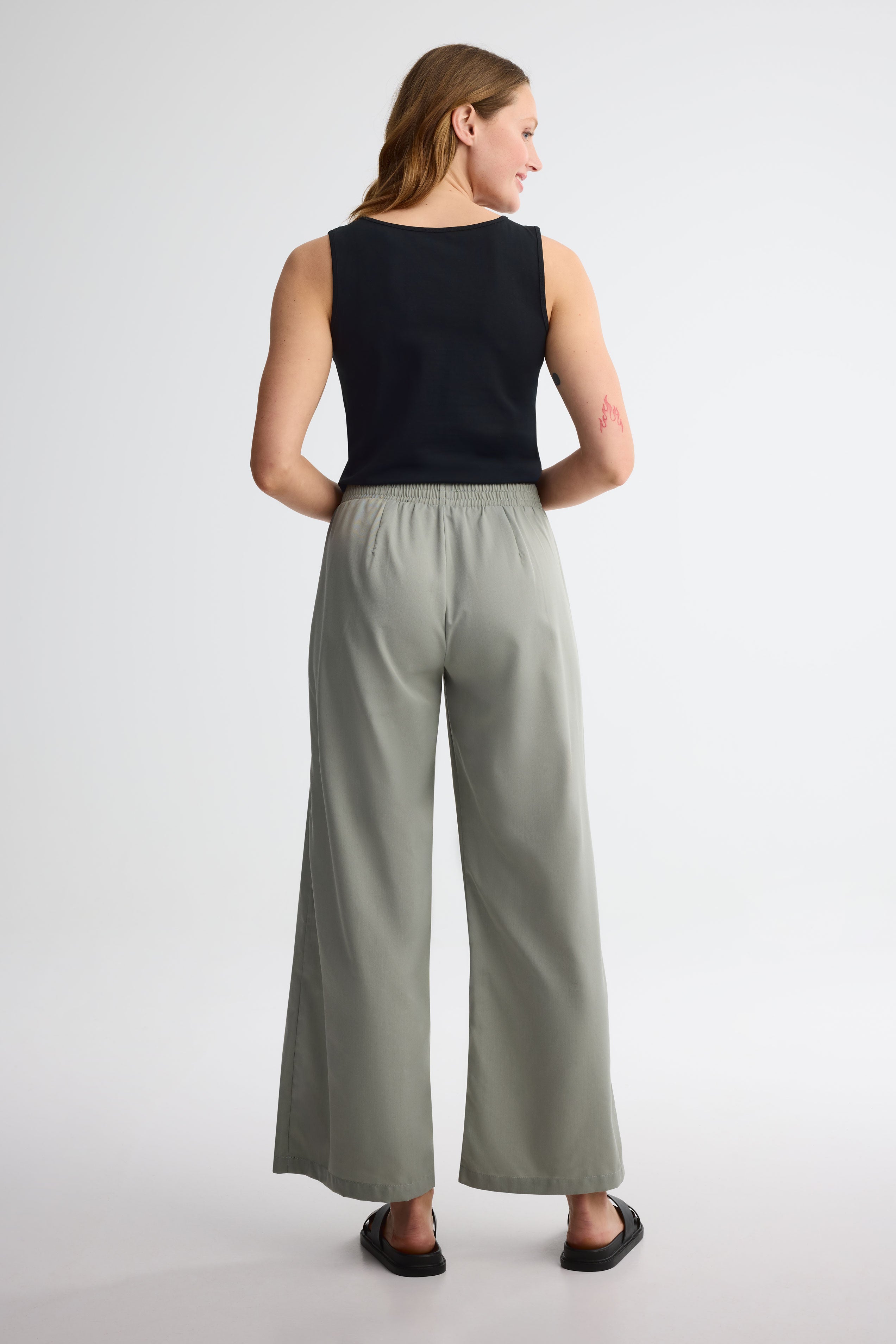 Pantalon jambe large challis - Femme && KAKI