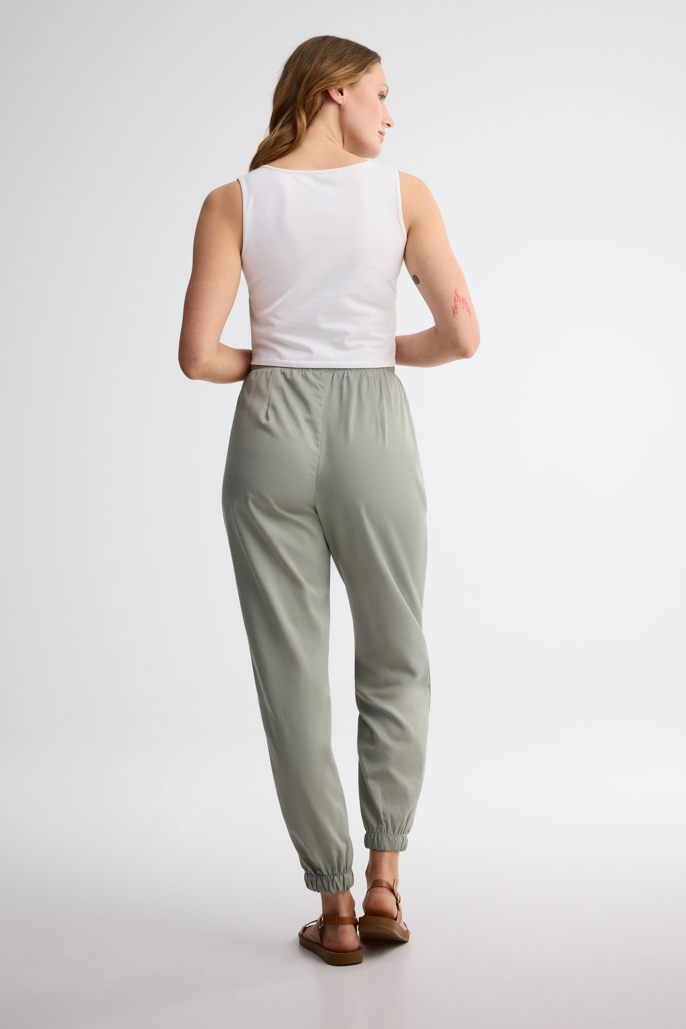 Pantalon jogger challis - Femme && KAKI