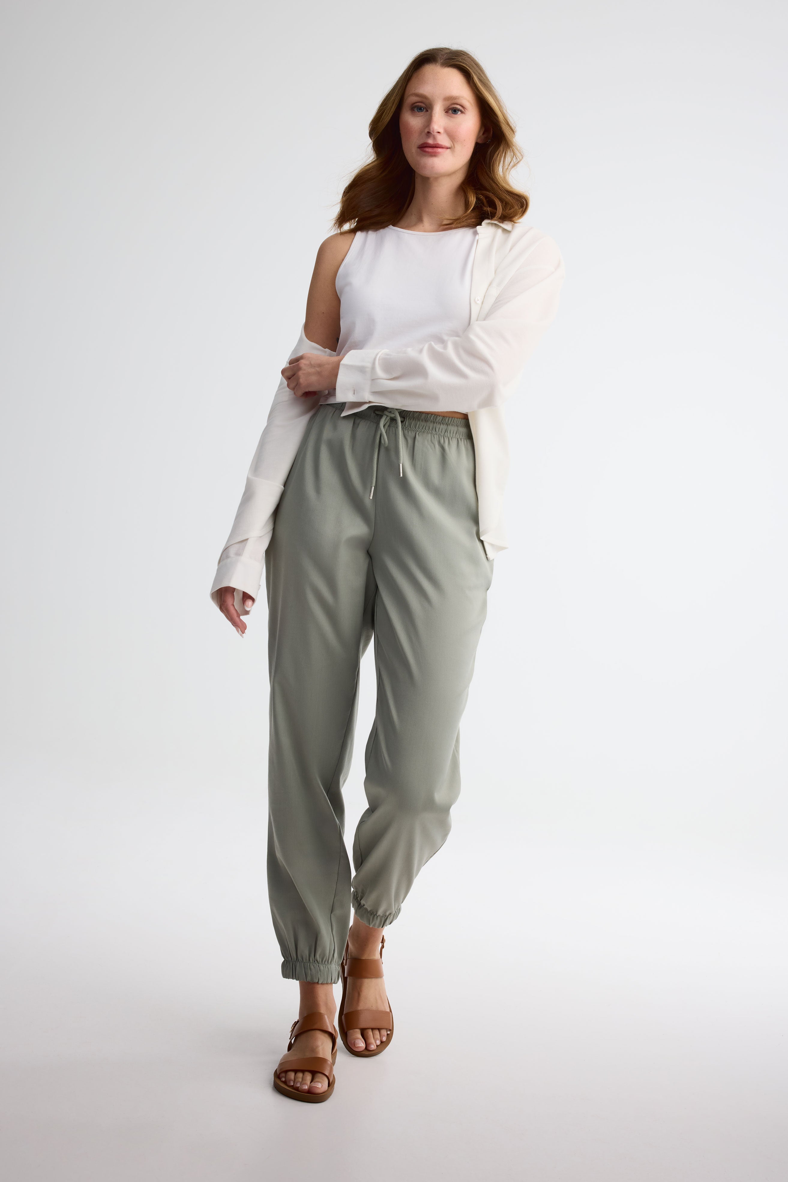 Pantalon jogger challis - Femme && KAKI