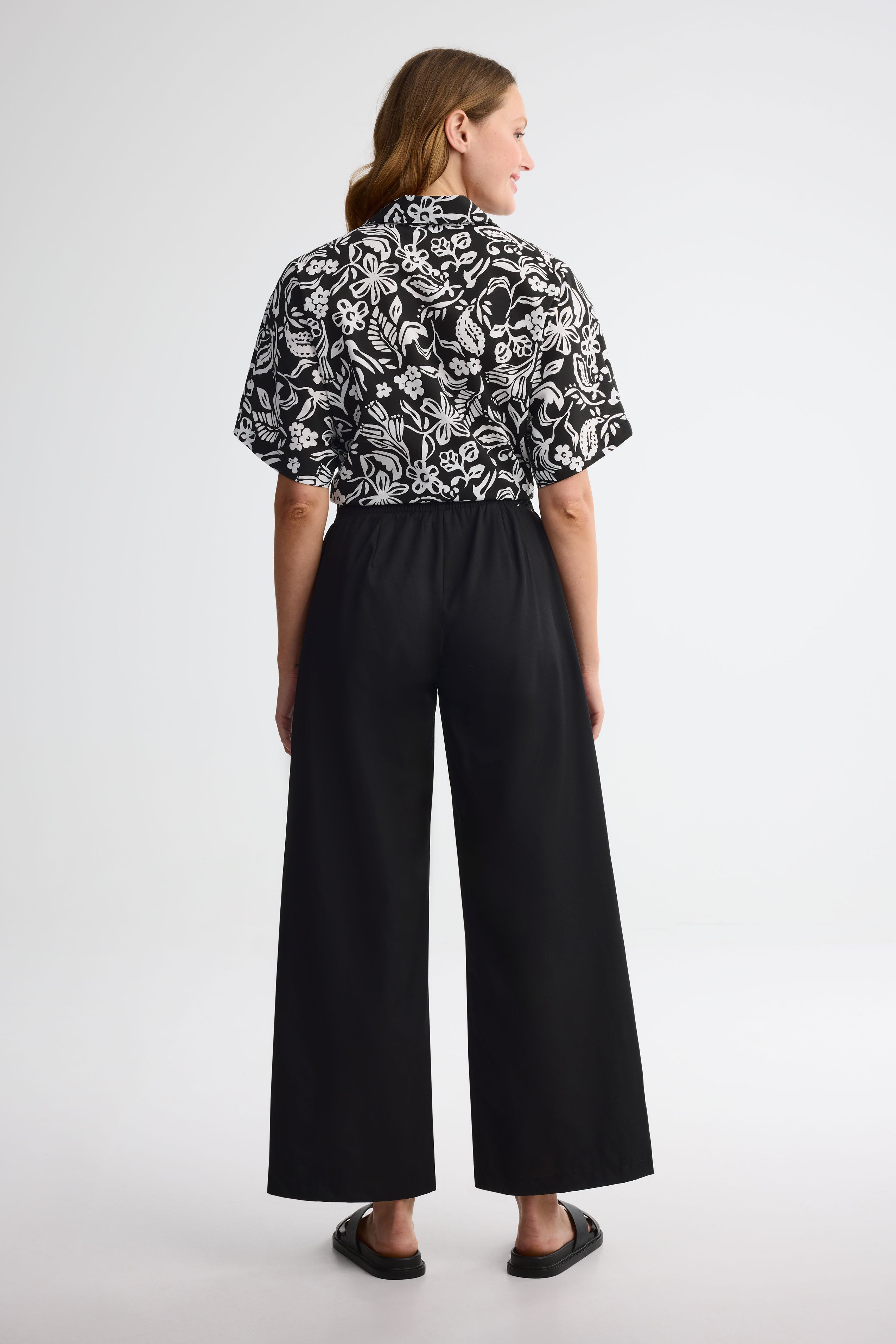 Pantalon jambe large challis - Femme && NOIR