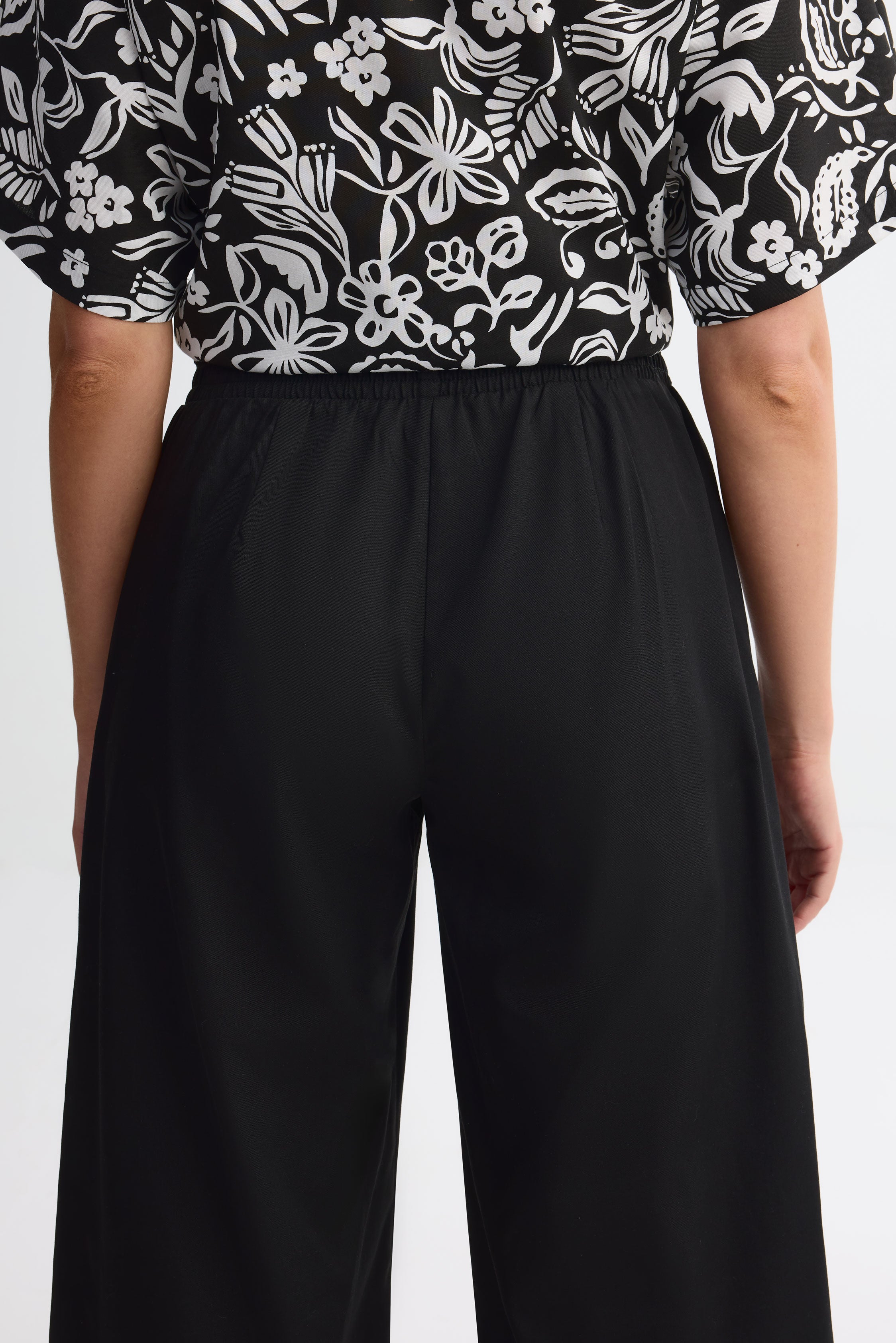 Pantalon jambe large challis - Femme && NOIR