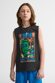 Camisole col rond coton - Ado garçon && NOIR