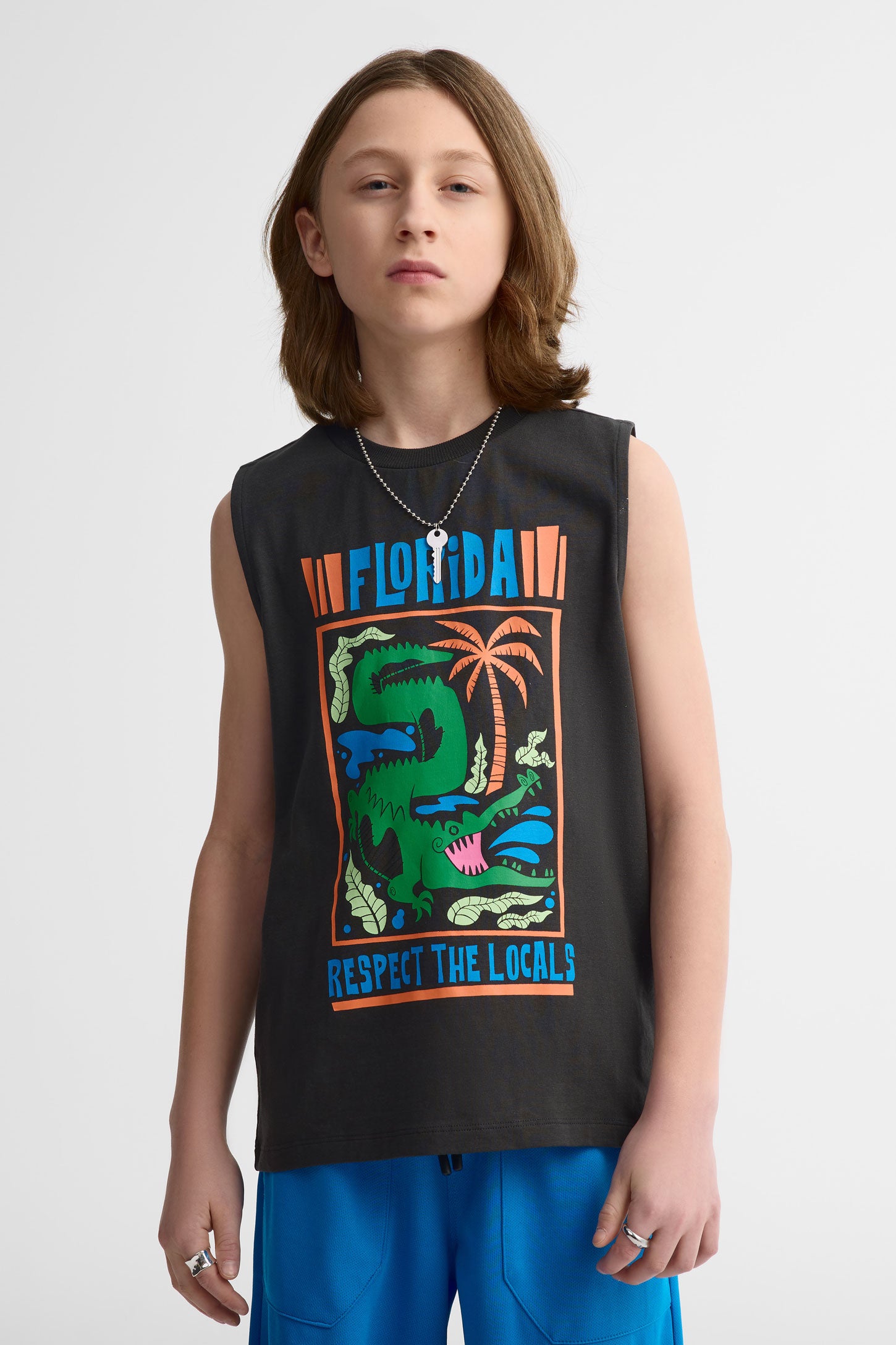 Camisole col rond coton - Ado garçon && NOIR