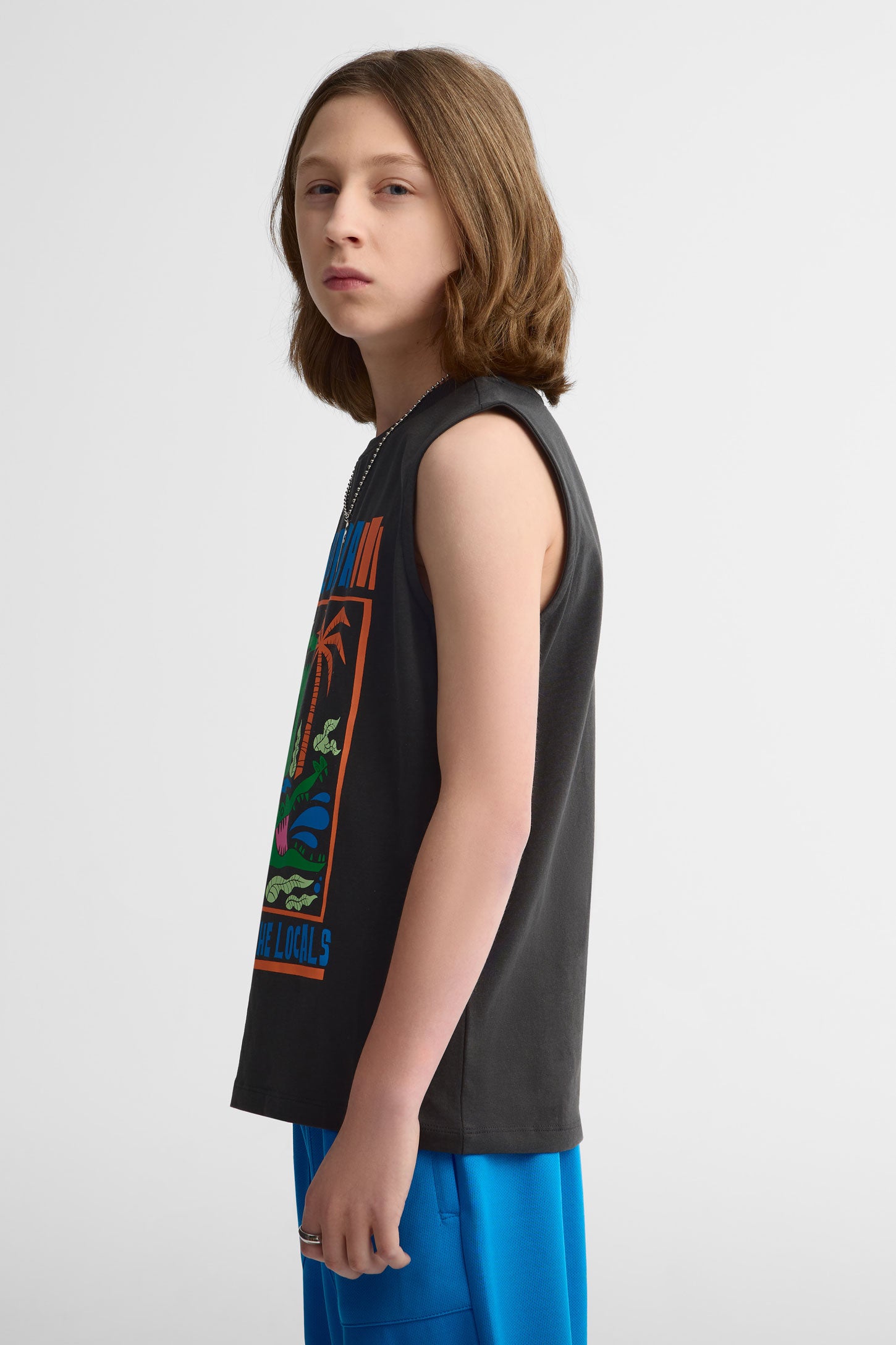 Camisole col rond coton - Ado garçon && NOIR