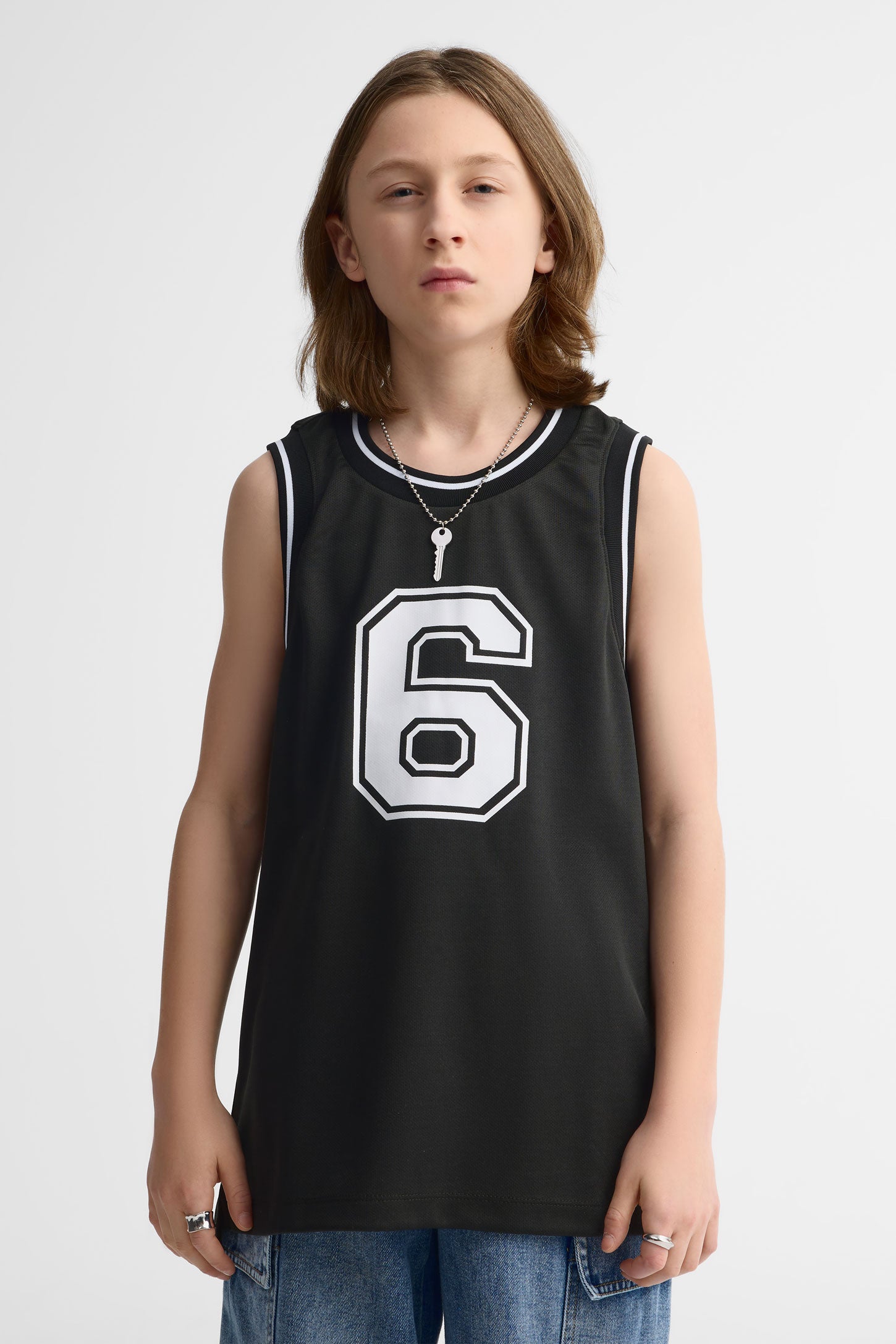 Camisole basket surdimensionnée - Ado garçon && NOIR