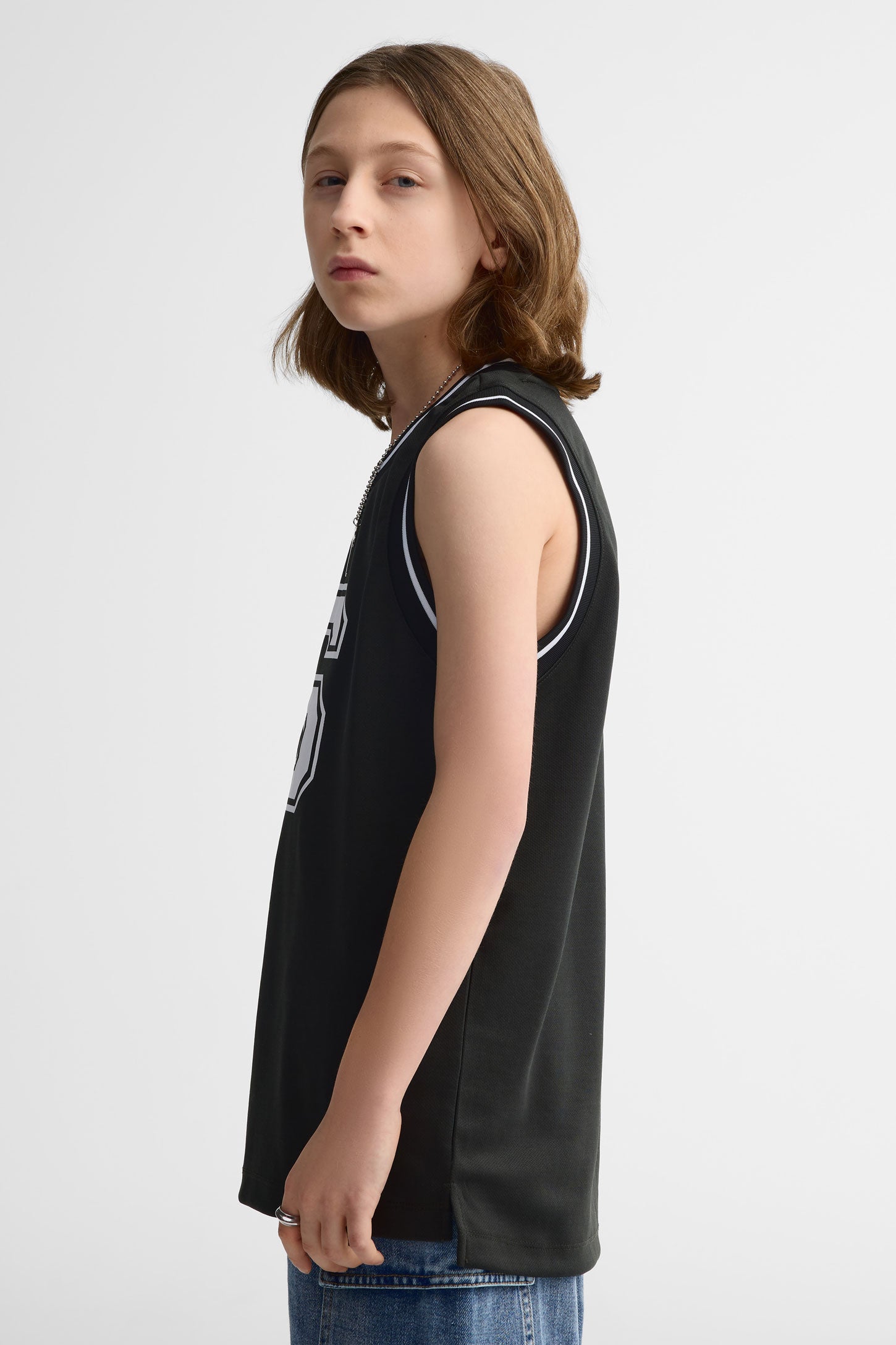 Camisole basket surdimensionnée - Ado garçon && NOIR