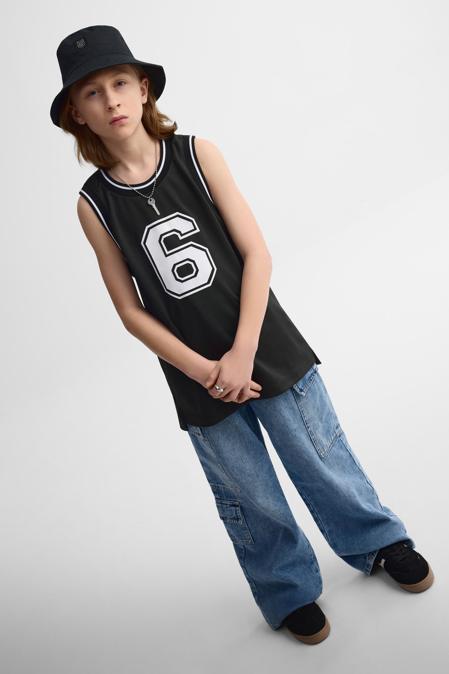 Camisole basket surdimensionnée - Ado garçon && NOIR