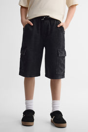 Bermuda cargo coton ouaté - Ado garçon && NOIR