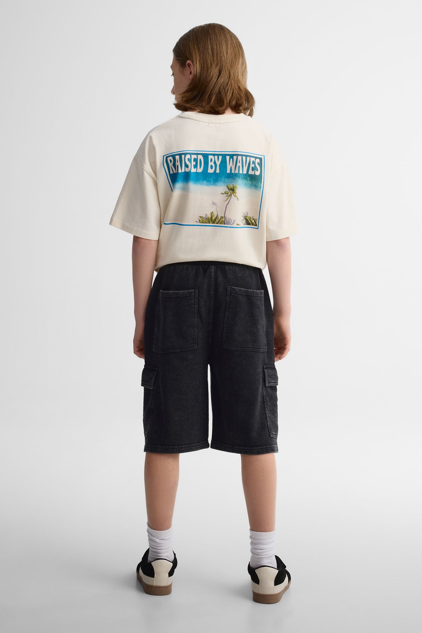 Bermuda cargo coton ouaté - Ado garçon && NOIR