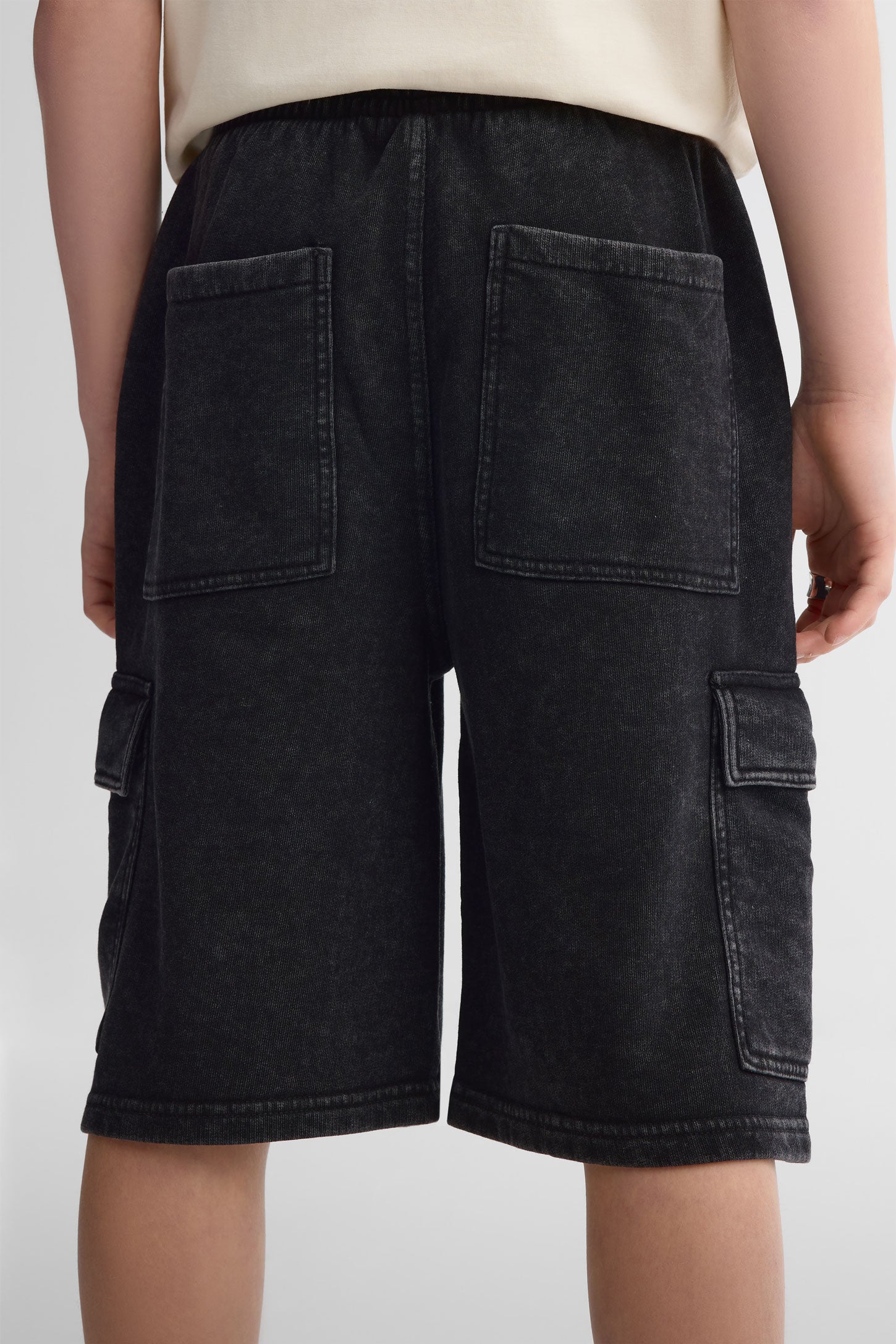 Bermuda cargo coton ouaté - Ado garçon && NOIR
