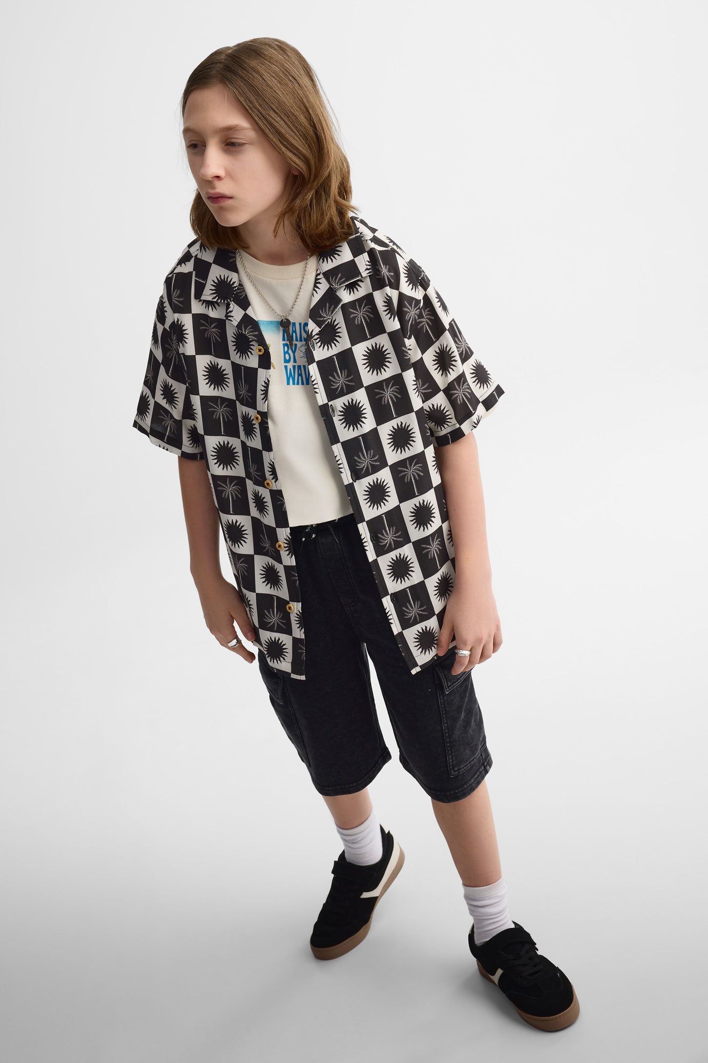 Bermuda cargo coton ouaté - Ado garçon && NOIR
