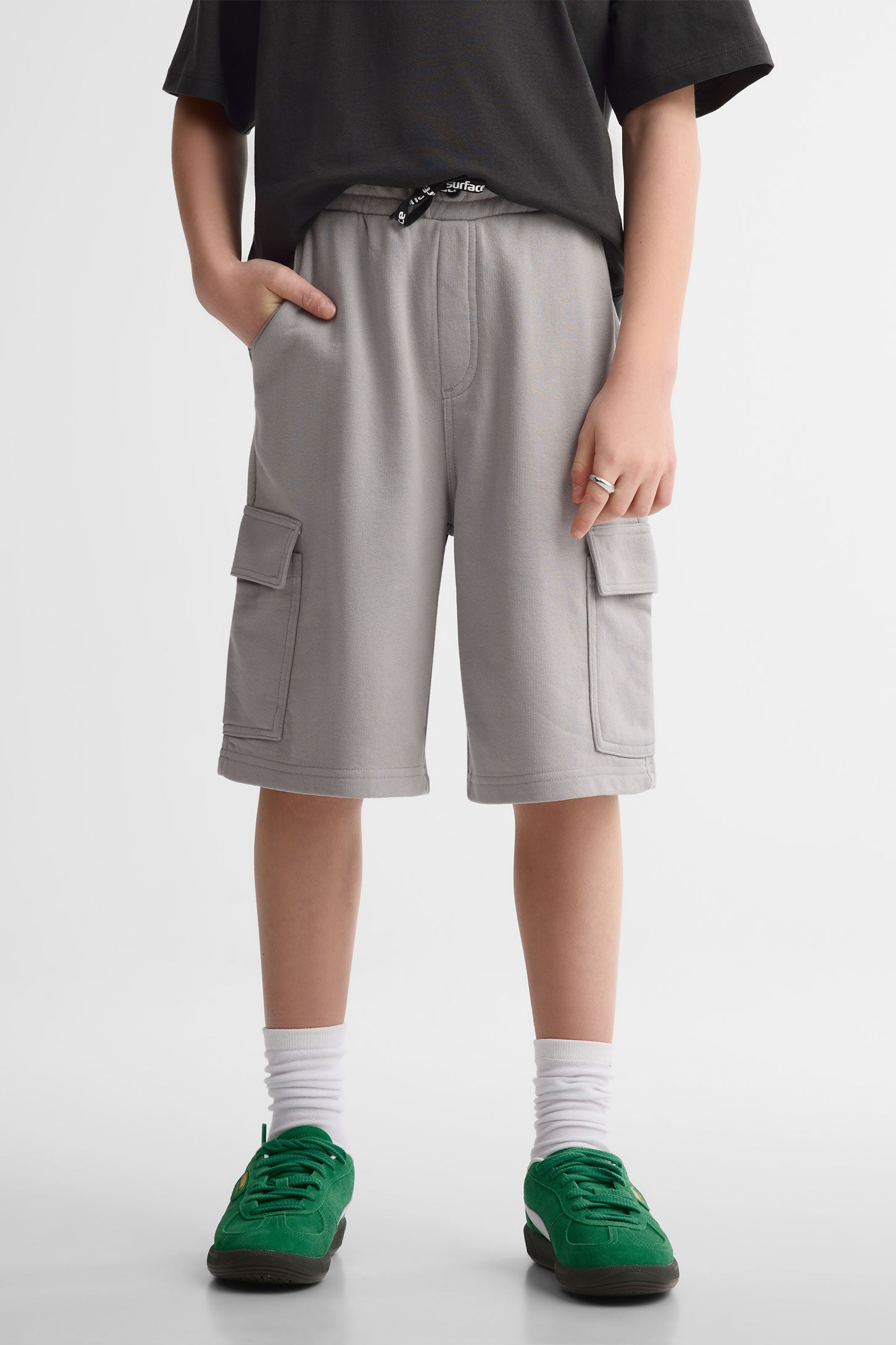 Bermuda cargo coton ouaté - Ado garçon && GRIS