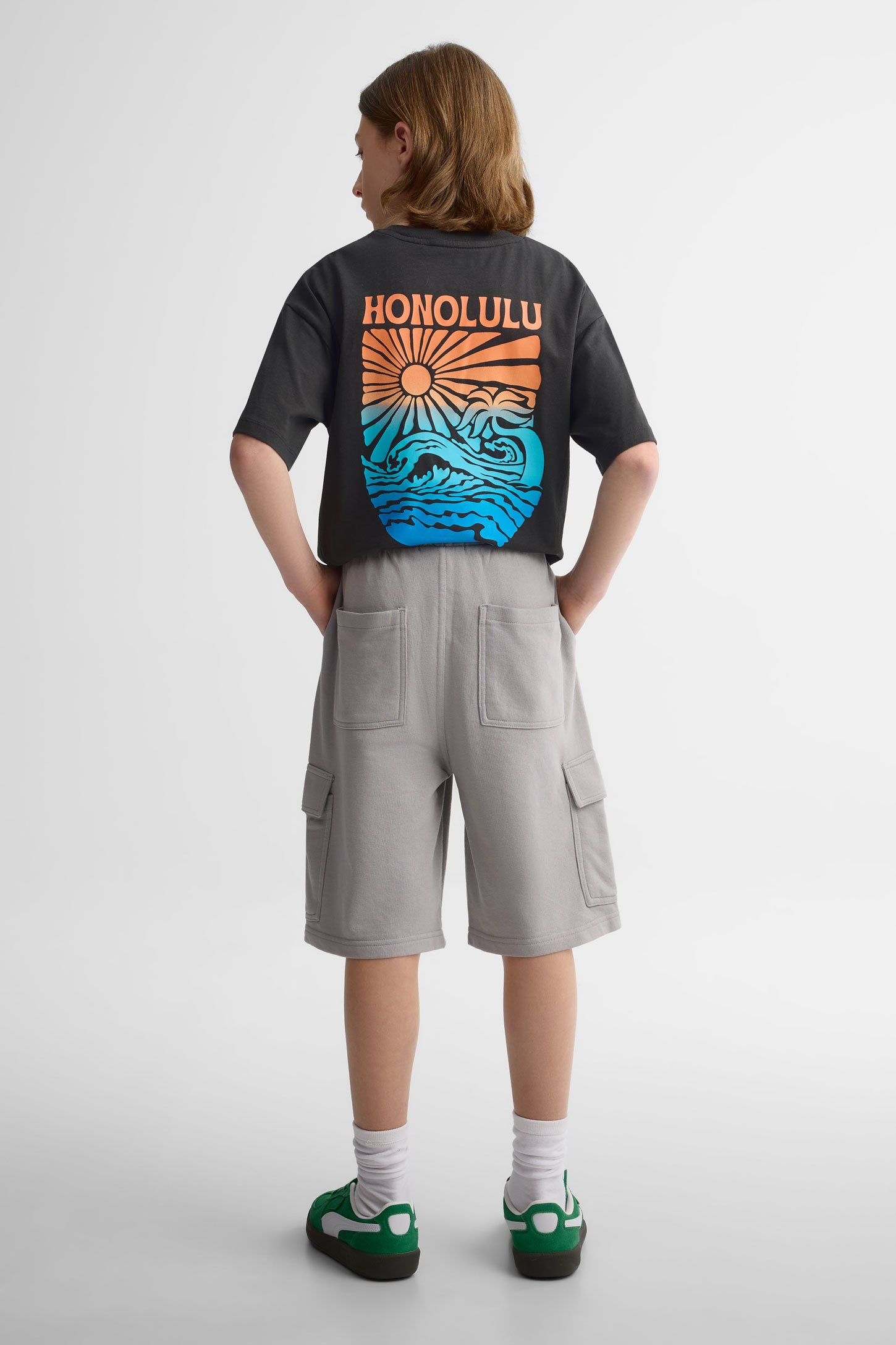 Bermuda cargo coton ouaté - Ado garçon && GRIS