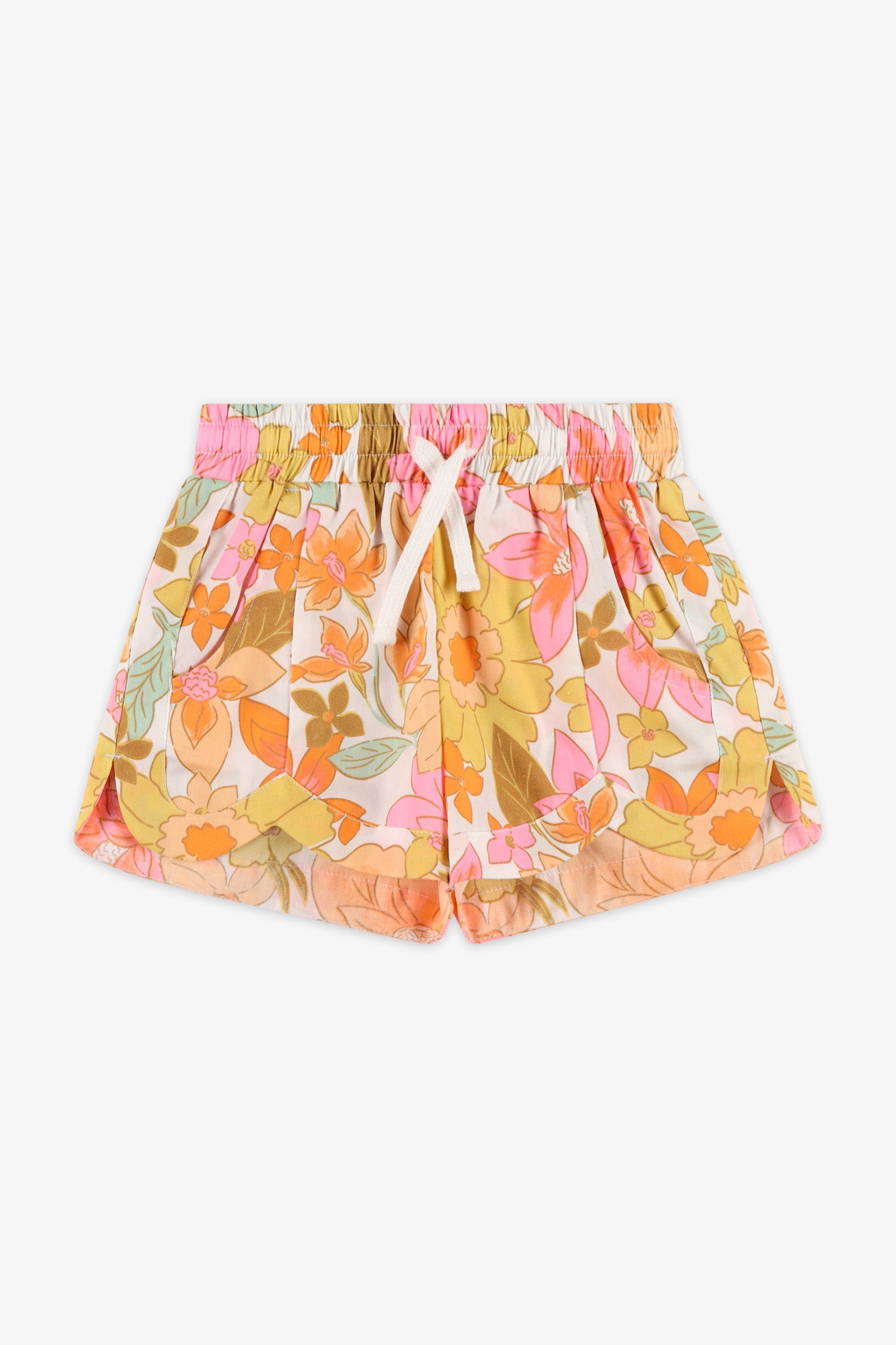 Short taille élastique imprimé floral - Enfant fille && JAUNE/MULTI