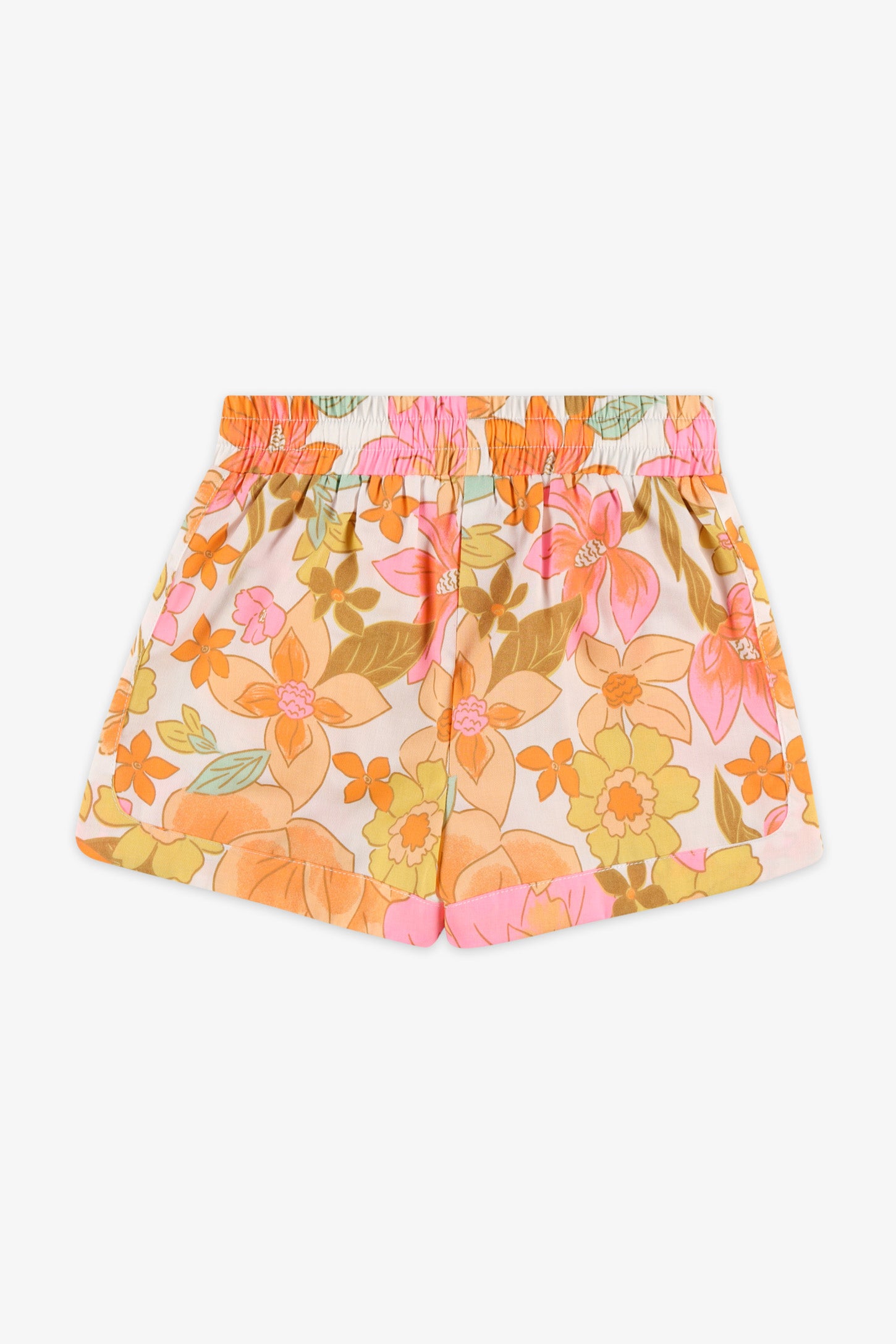 Short taille élastique imprimé floral - Enfant fille && JAUNE/MULTI