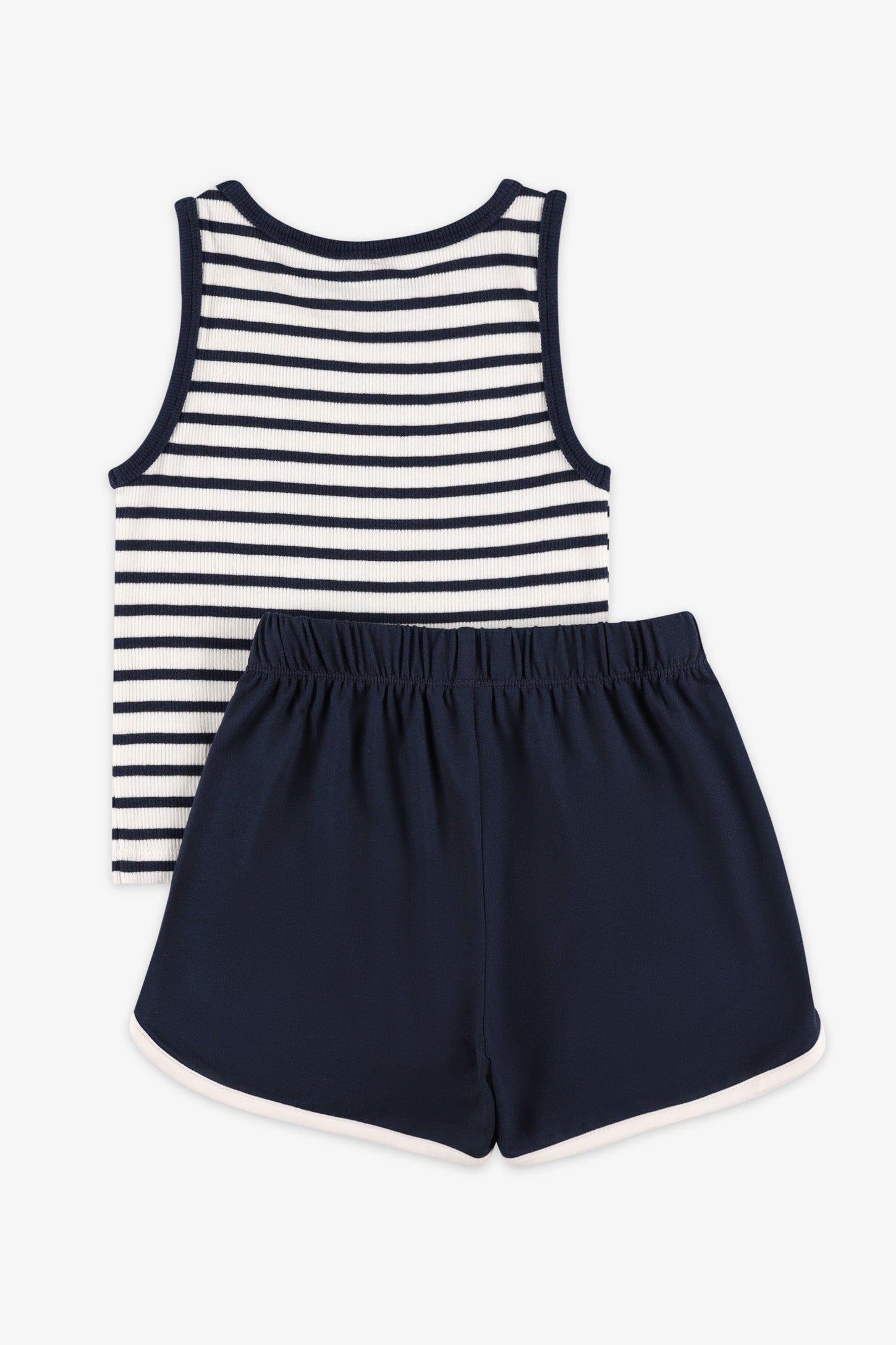Ensemble ligné camisole et short – Enfant fille && BLEU MARINE MUL