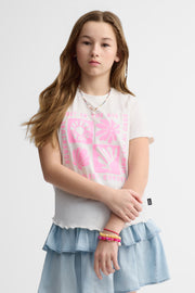T-shirt col rond coton - Ado fille && BLANC