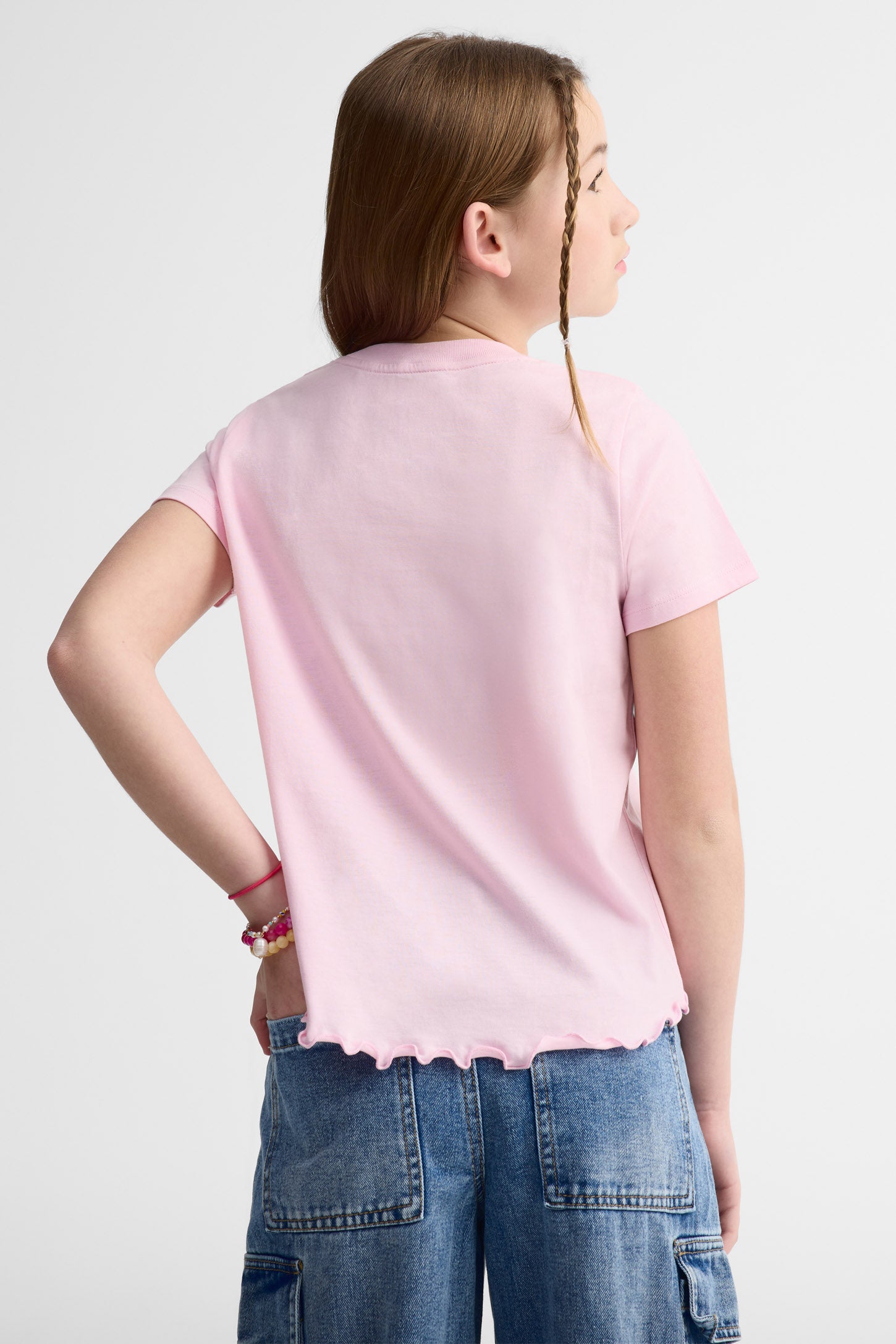 T-shirt col rond coton - Ado fille && ROSE
