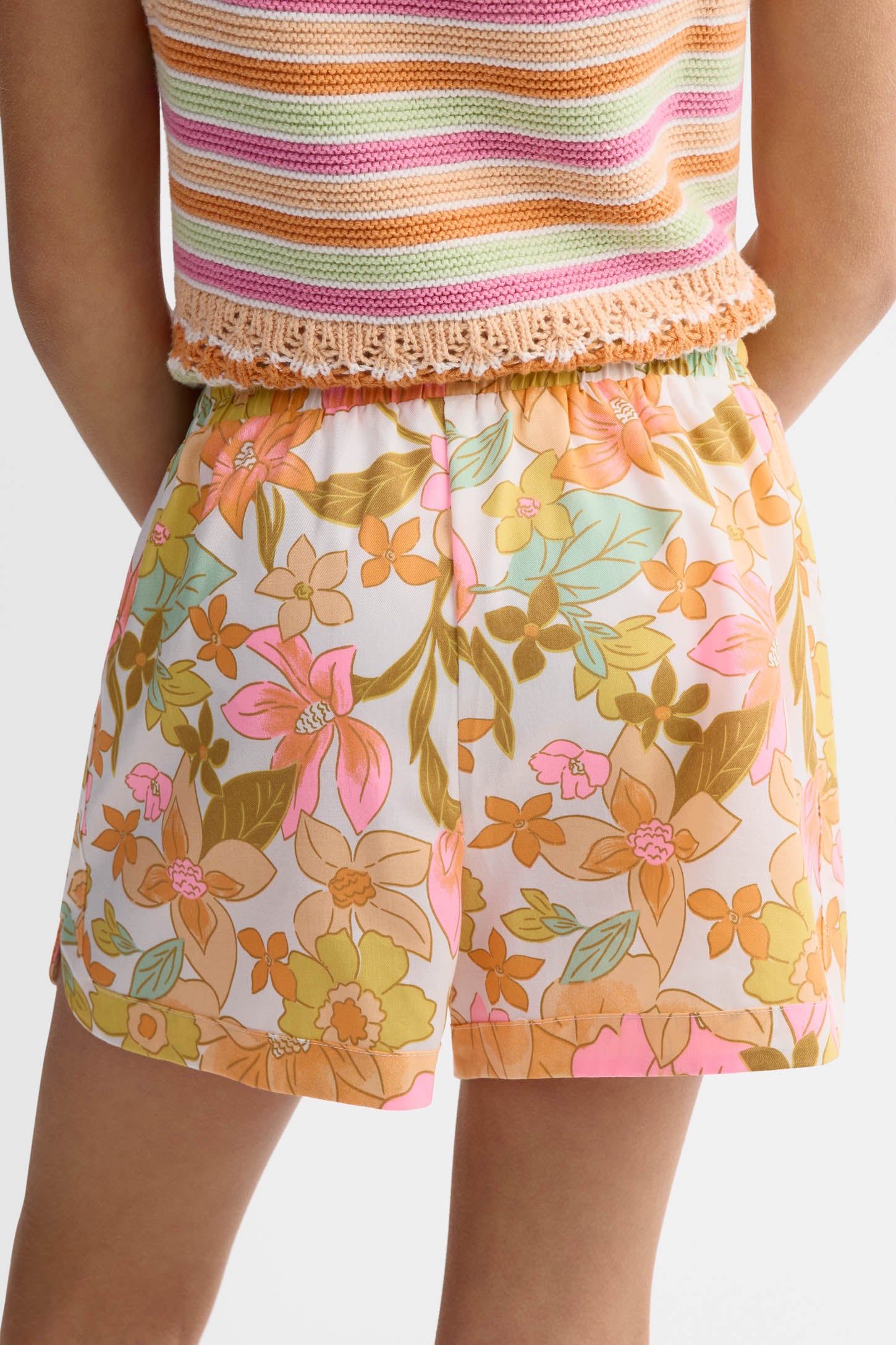 Short fluide à ourlet festonné – Ado fille && BLANC MULTI