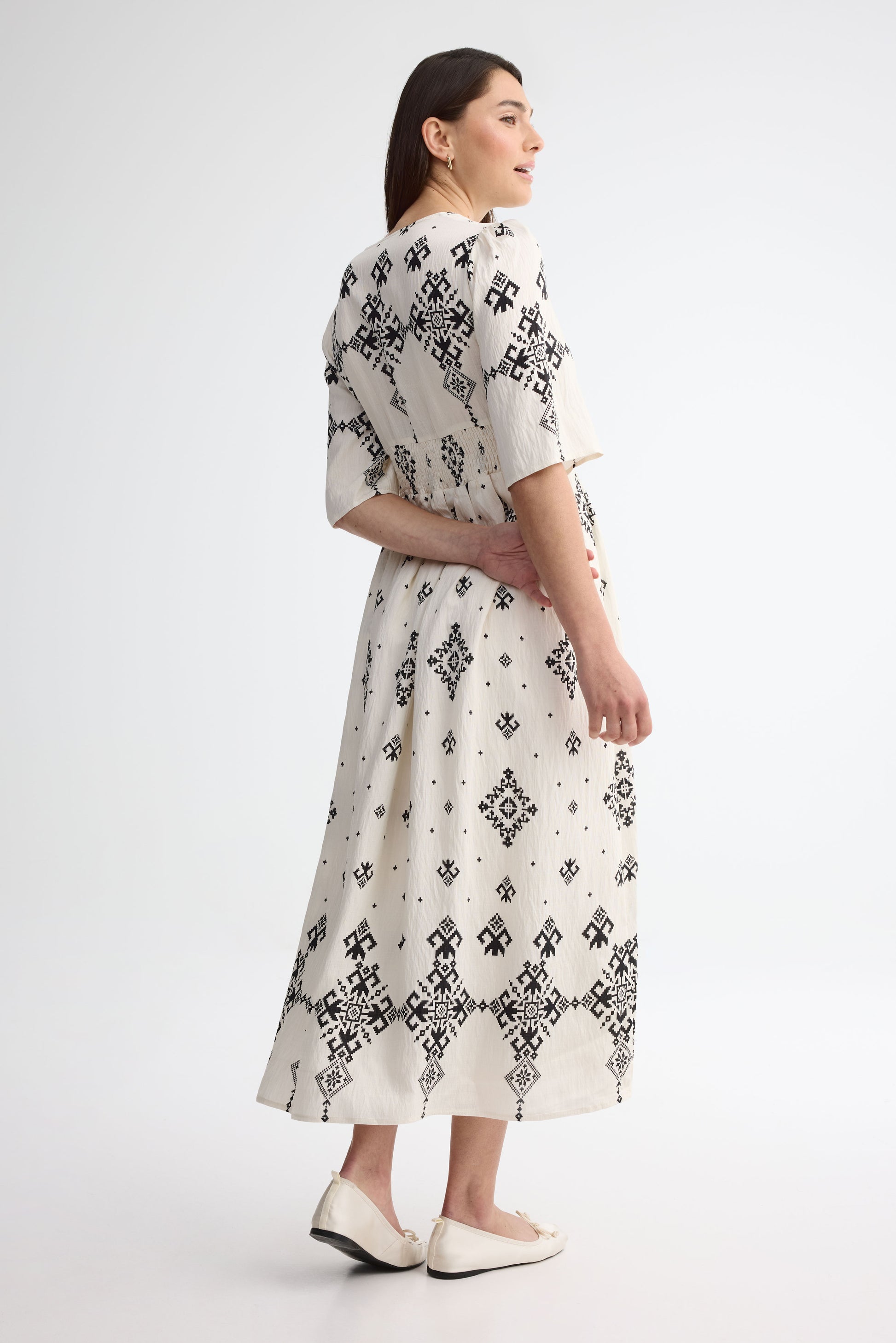 Robe maxi imprimée - Femme && CREME MULTI