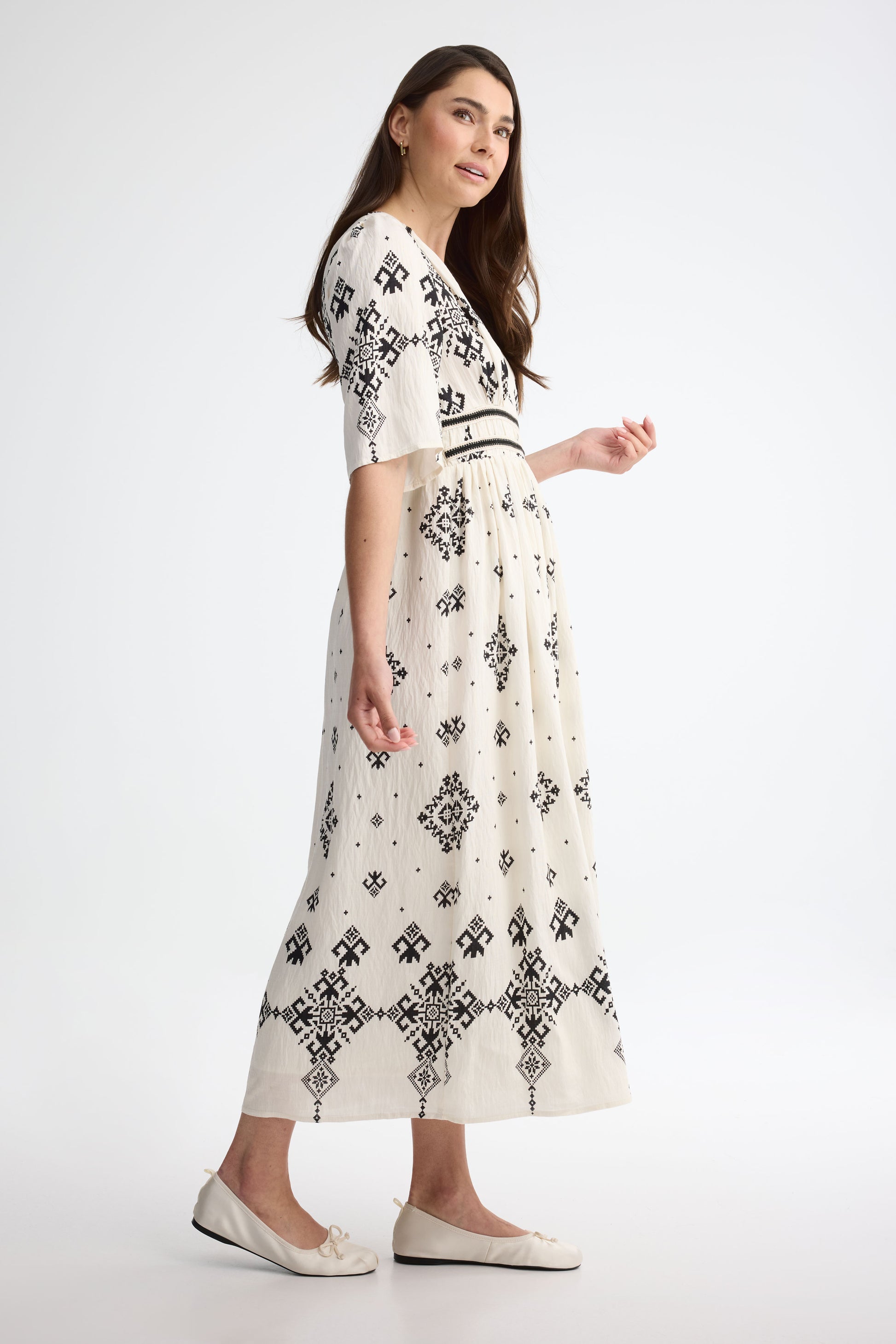 Robe maxi imprimée - Femme && CREME MULTI