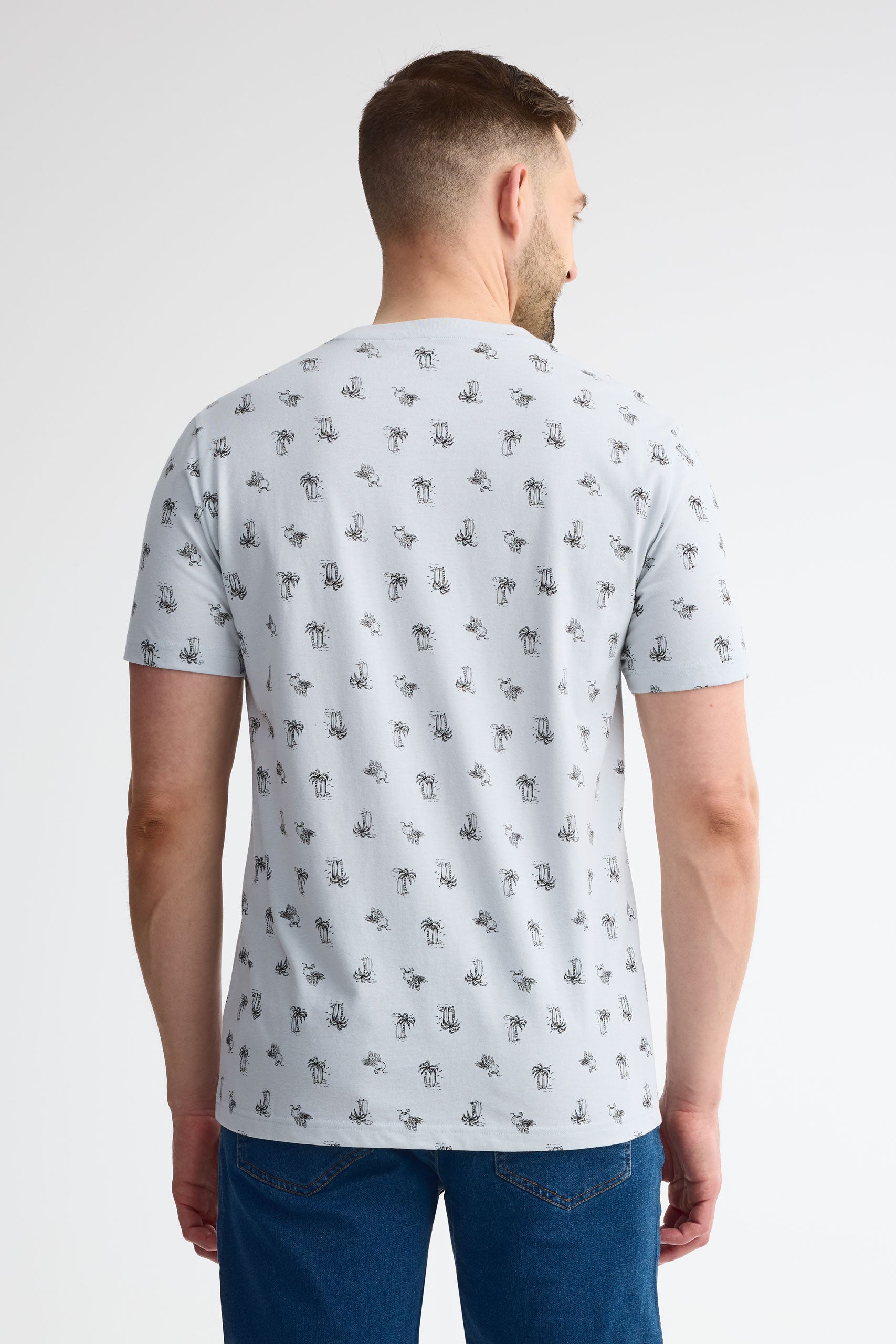 T-shirt col rond coton, 2/30$ - Homme && BLEU MULTI