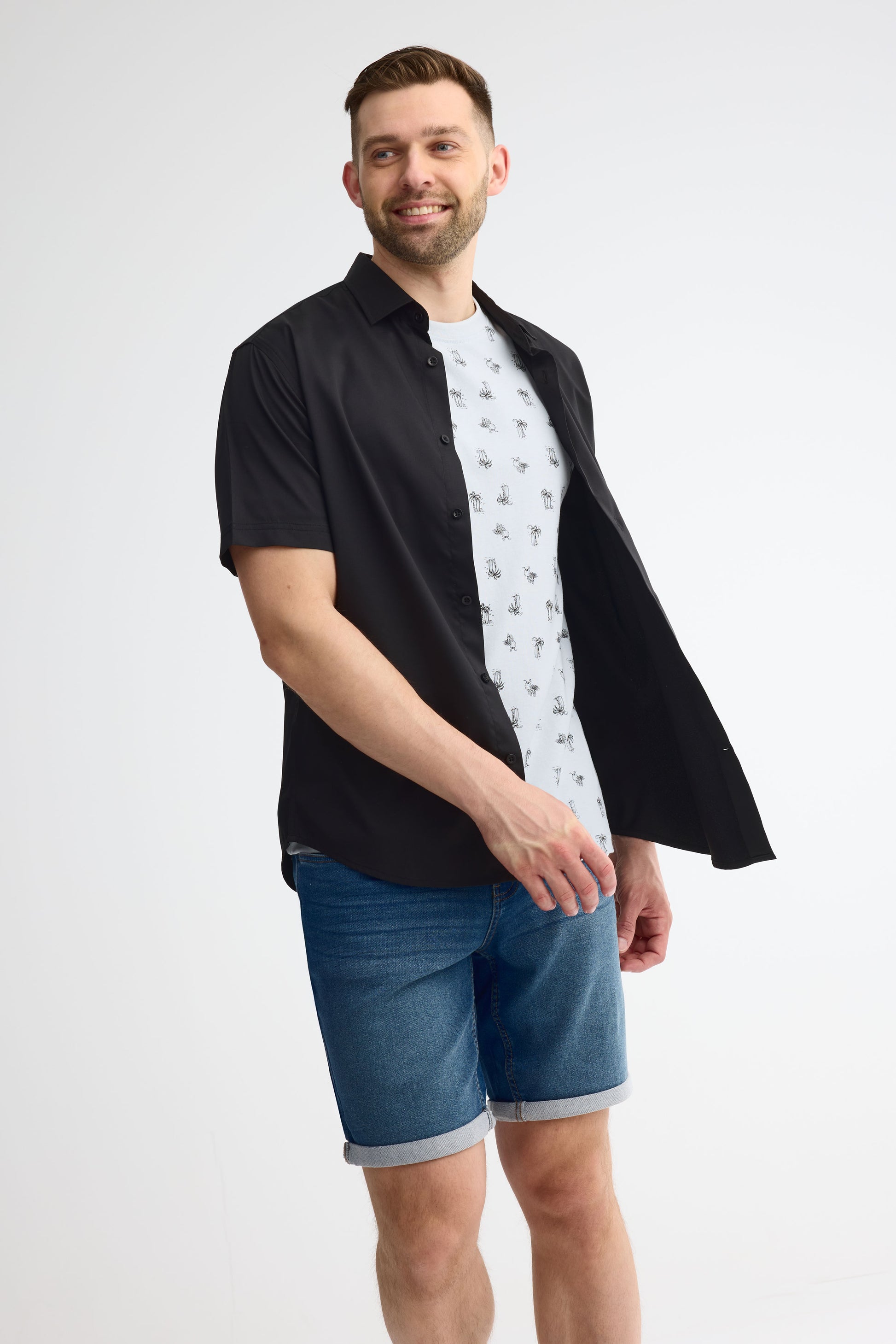 T-shirt col rond coton, 2/30$ - Homme && BLEU MULTI