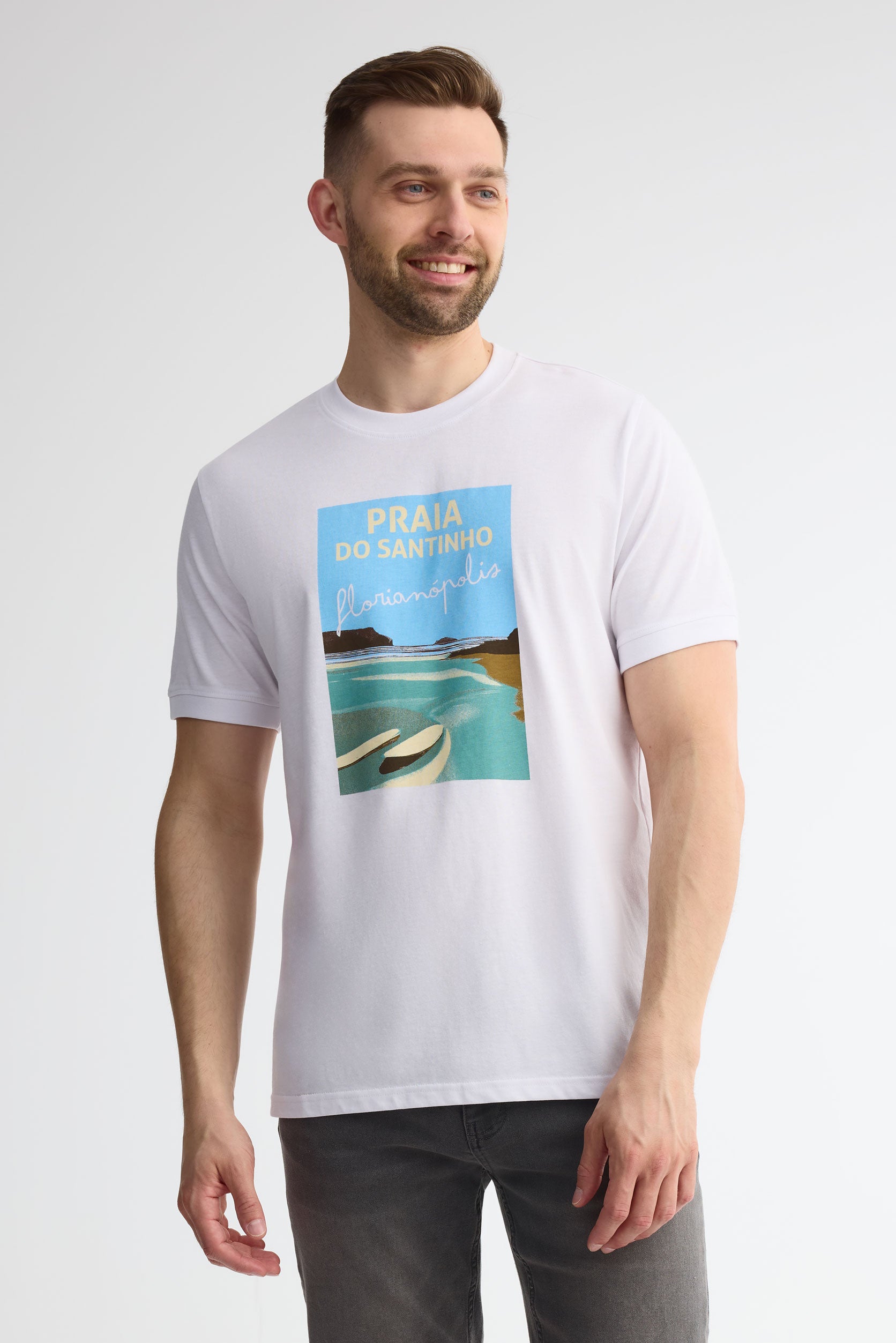 T-shirt col rond coton, 2/30$ - Homme && BLANC MULTI