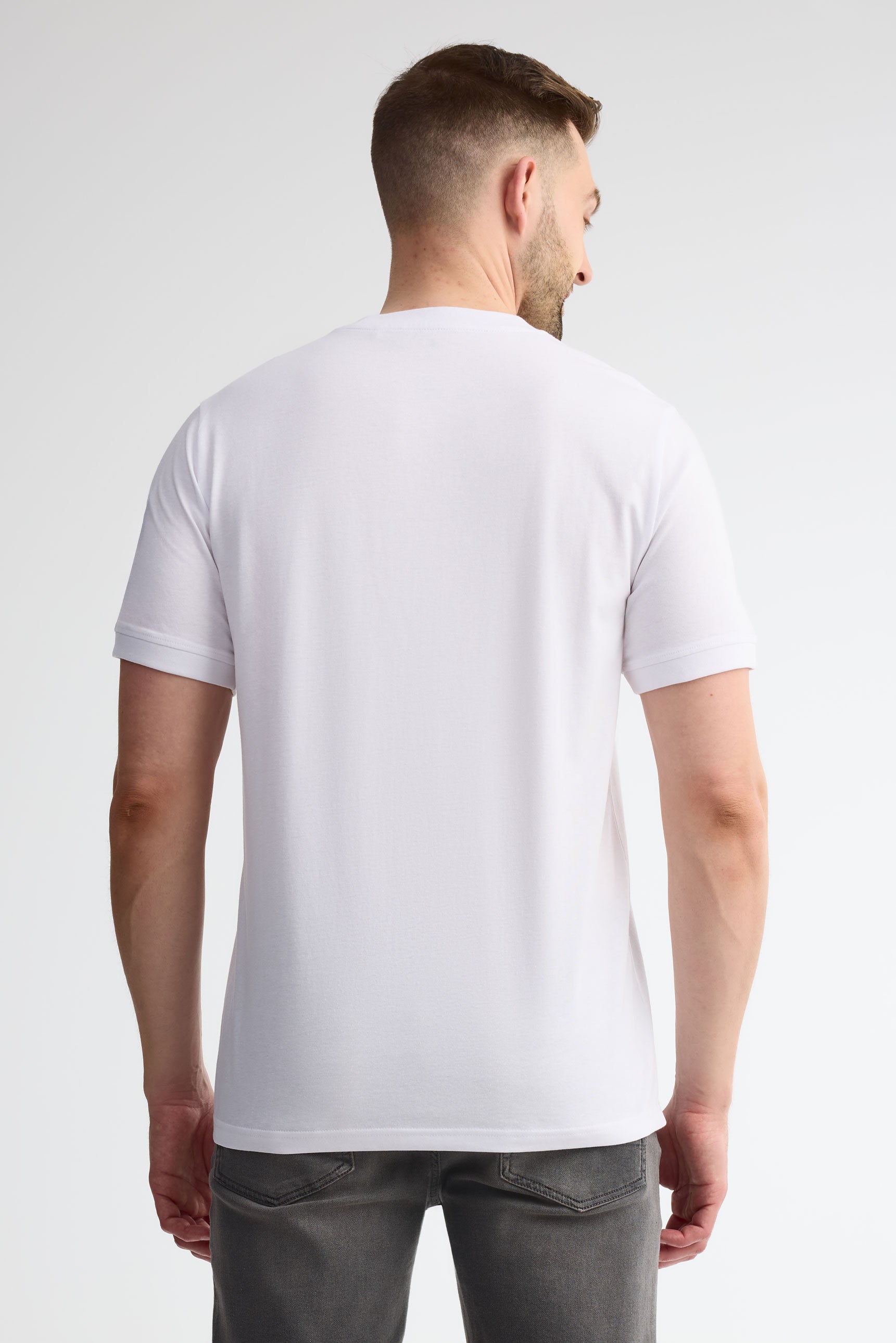 T-shirt col rond coton, 2/30$ - Homme && BLANC MULTI