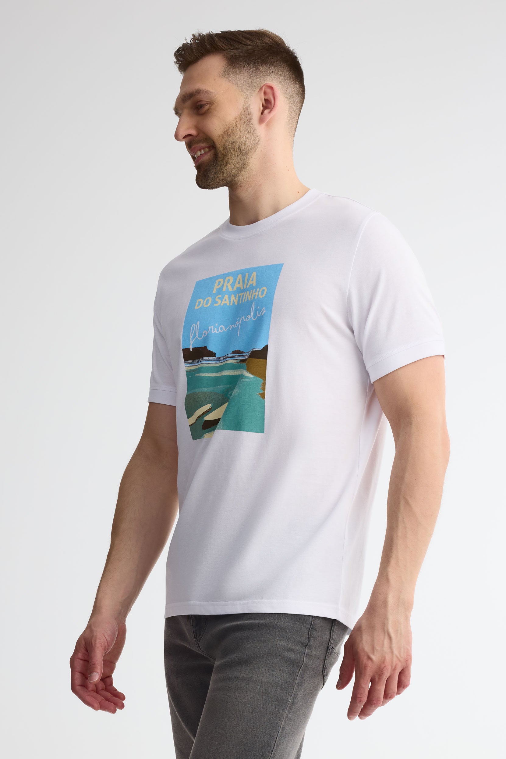 T-shirt col rond coton, 2/30$ - Homme && BLANC MULTI