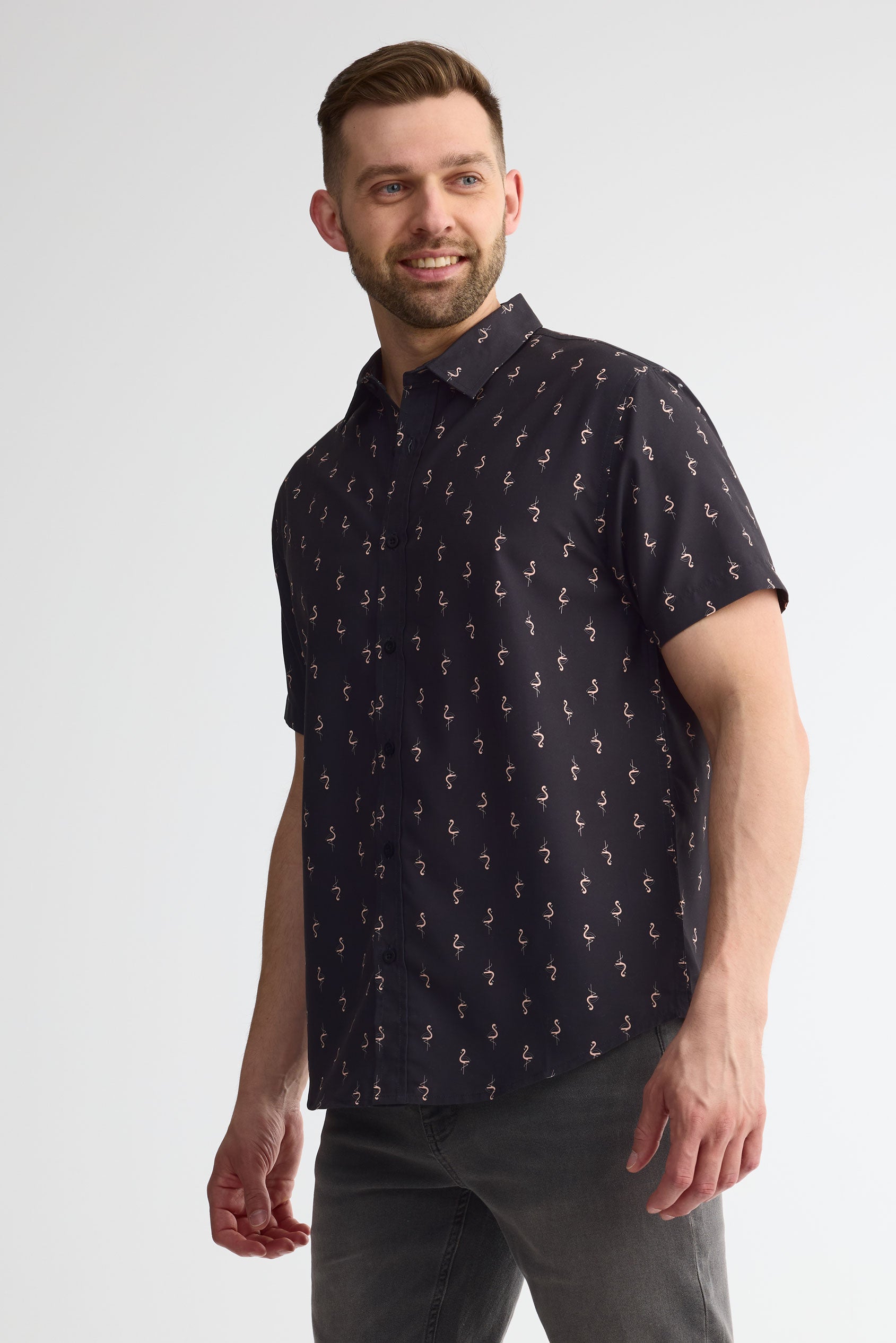 Chemise manches courtes imprimée - Homme && NOIR/MULTI
