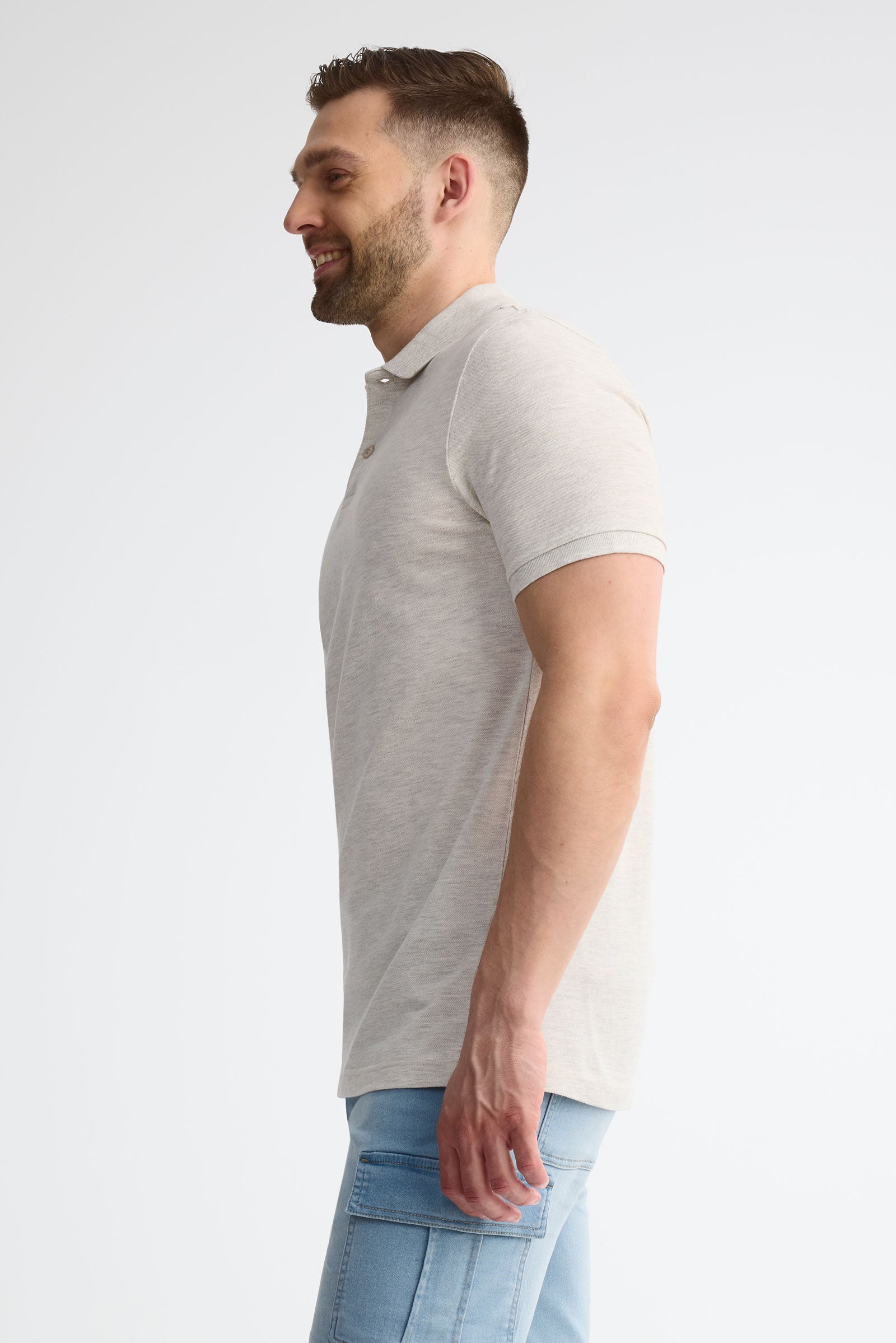 Polo manches courtes coton piqué - Homme && BEIGE