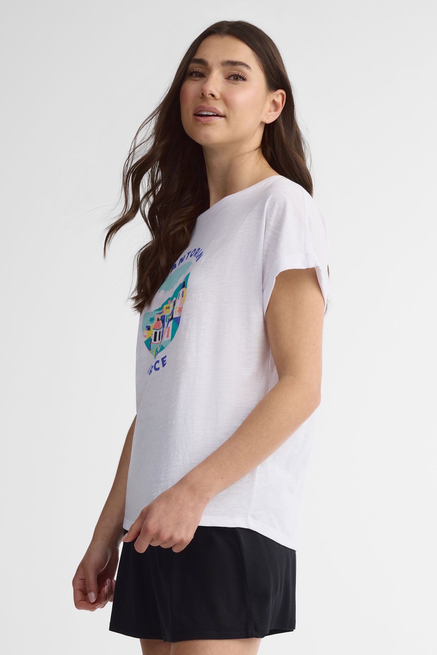 T-shirt col rond coupe ample coton, 2/30$ - Femme && BLANC