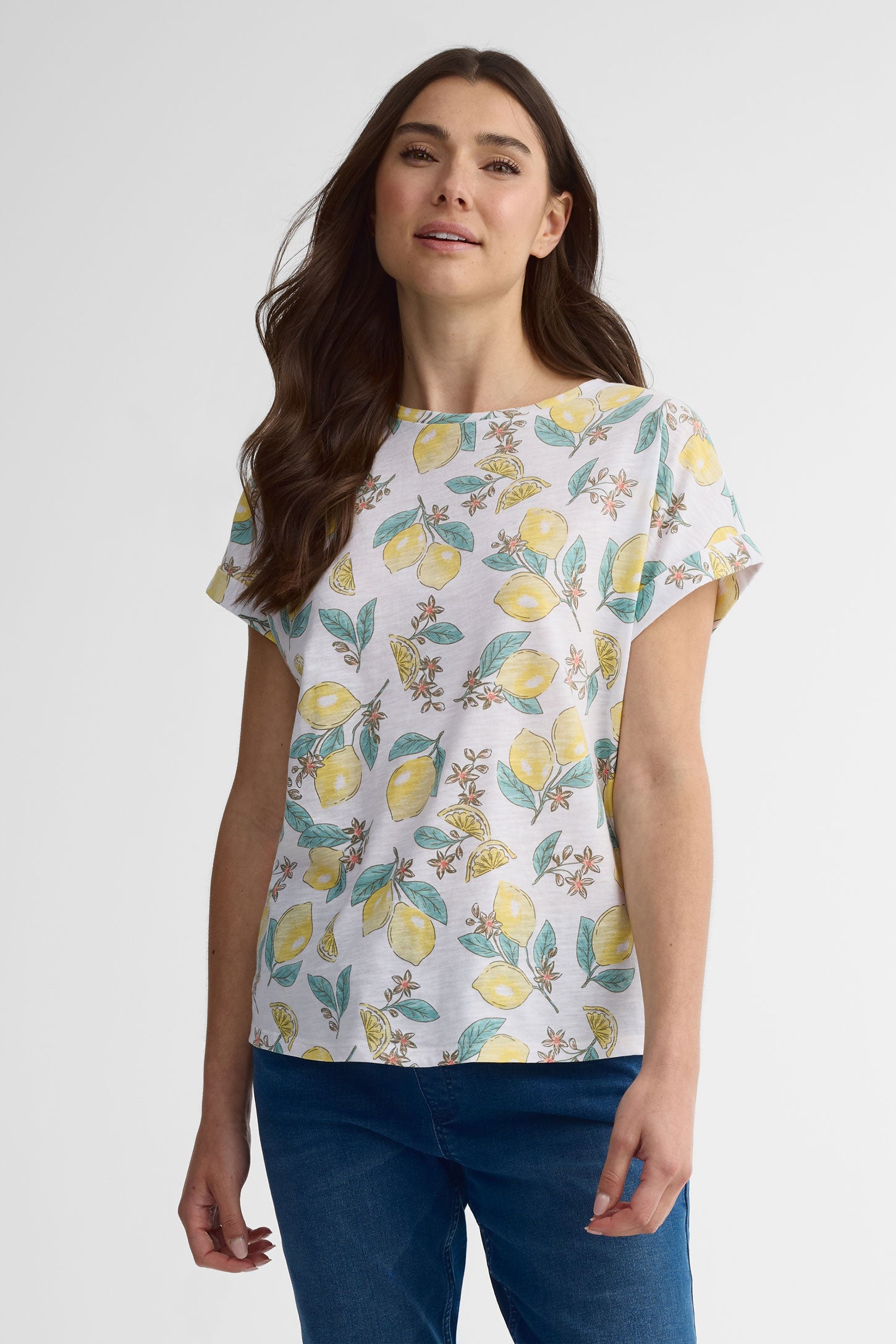 T-shirt col rond coupe ample coton, 2/30$ - Femme && BLANC MULTI