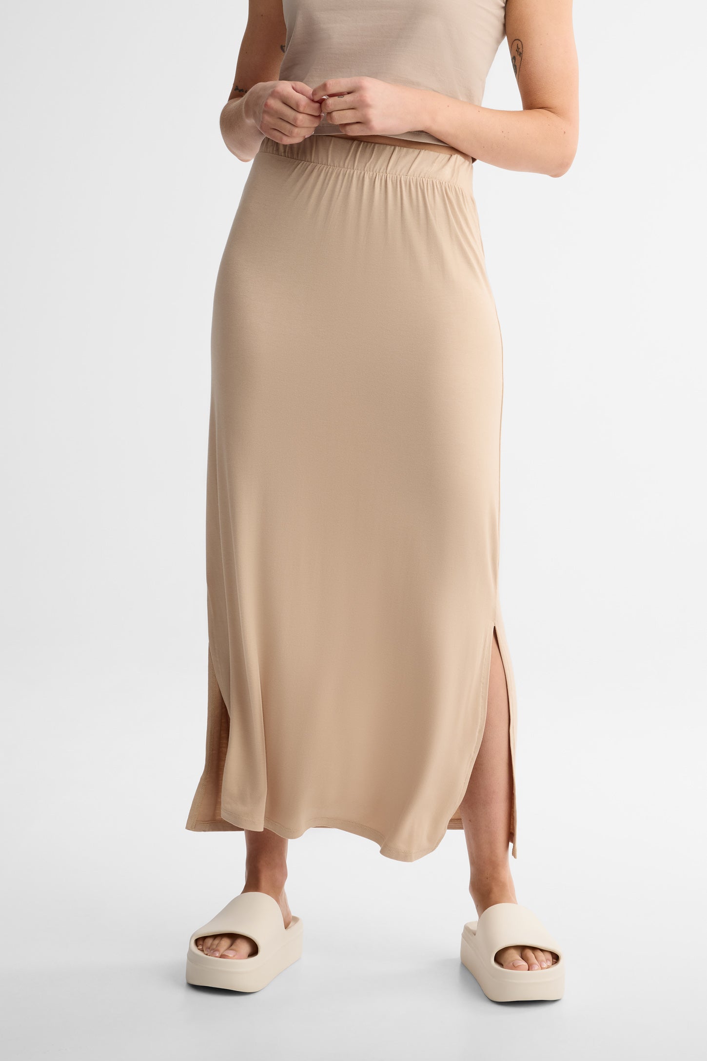 Jupe maxi ''pull-on'' - Femme && BEIGE