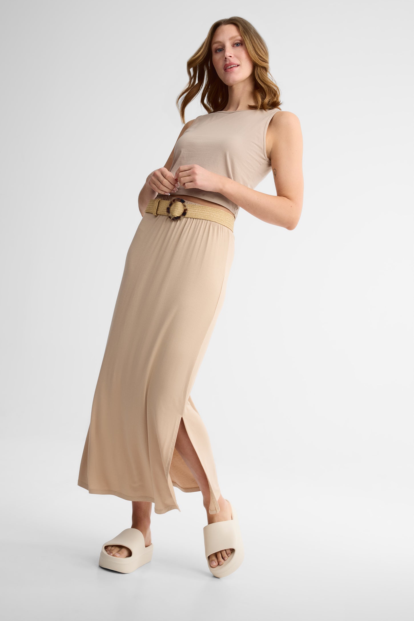 Jupe maxi ''pull-on'' - Femme && BEIGE