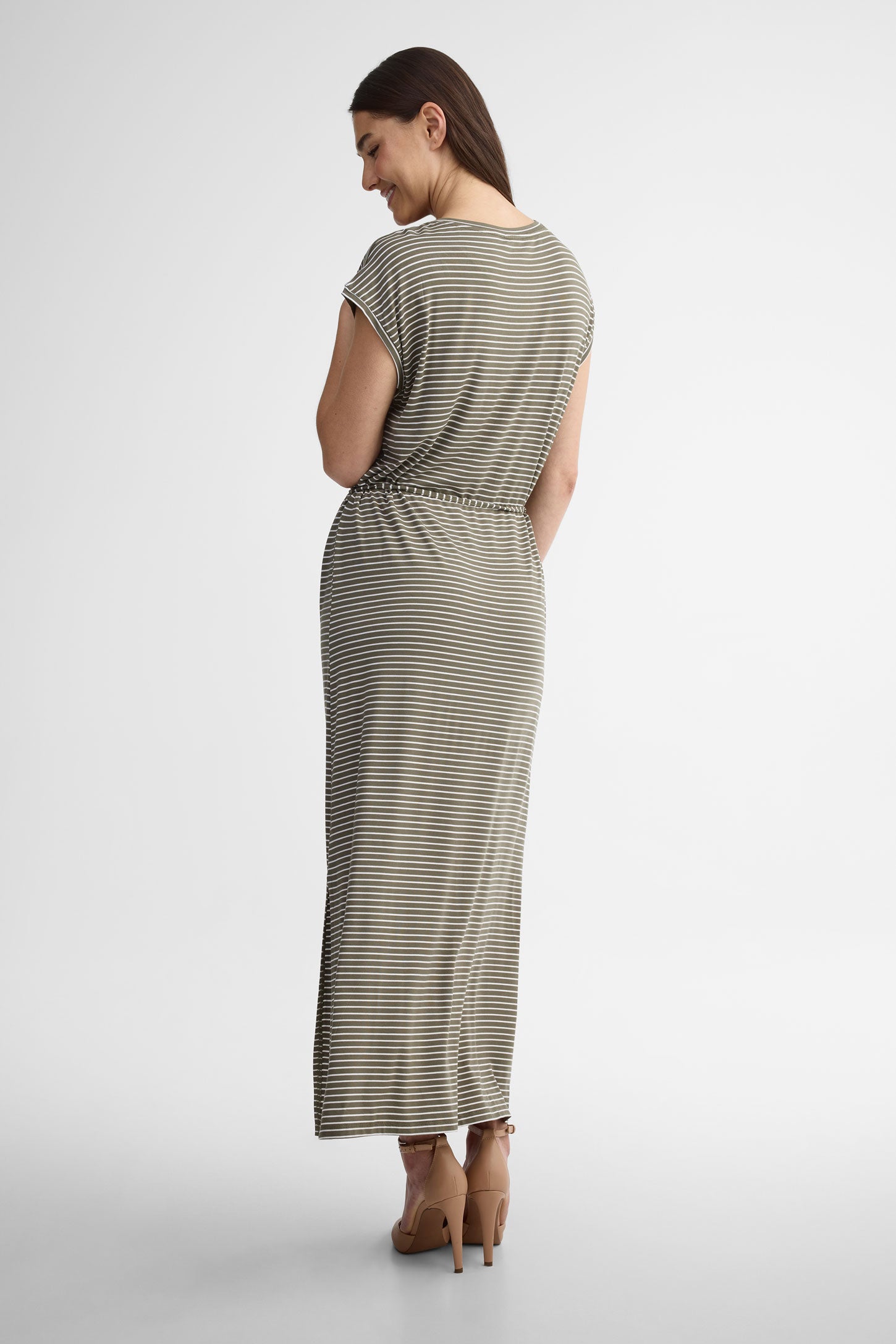 Robe maxi manches courtes - Femme && KAKI/MULTI