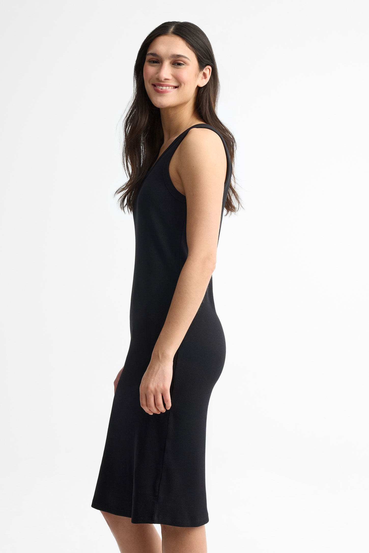 Ribbed scoop neck tank top dress - Women