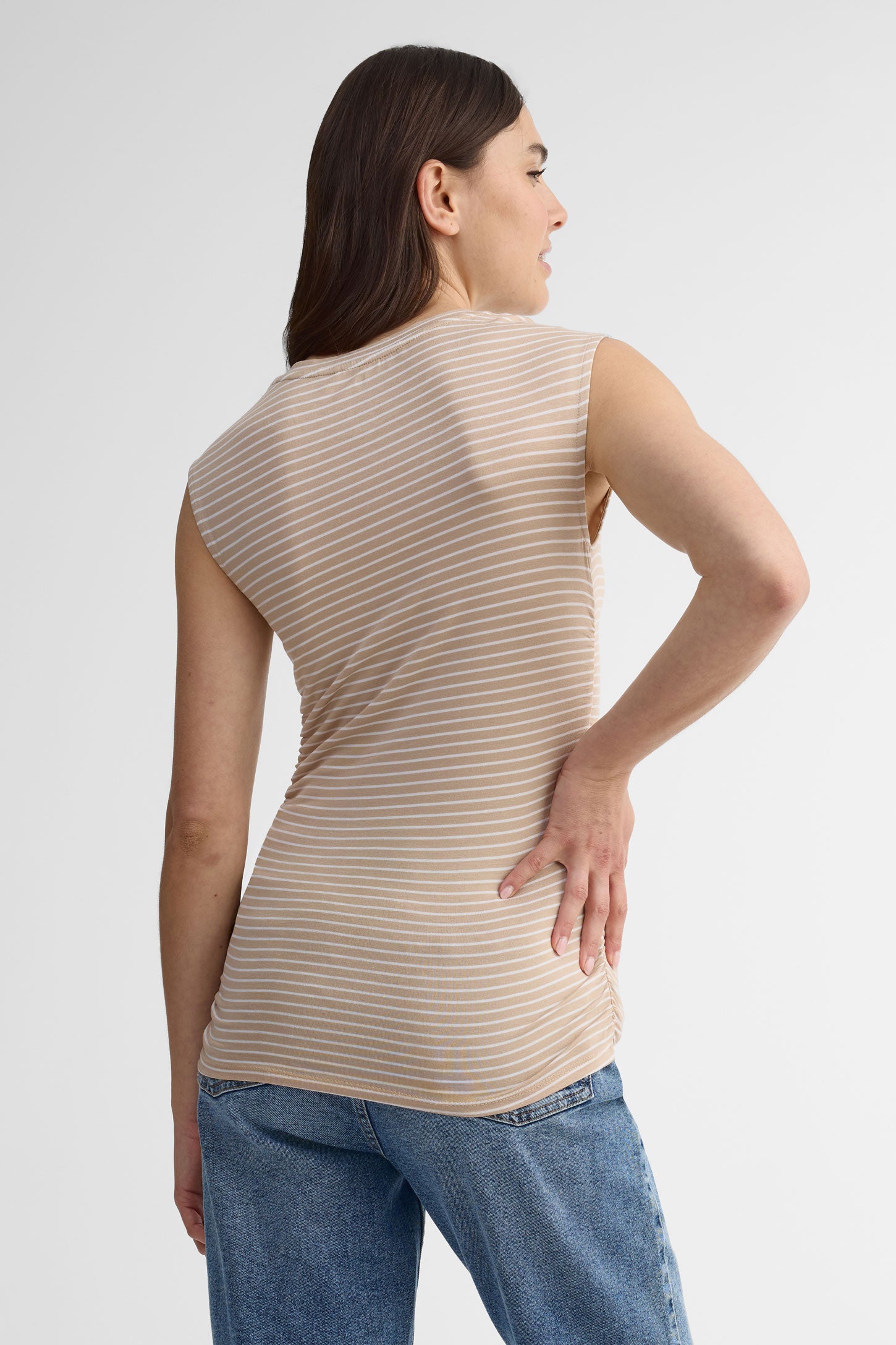 Camisole froncée sur les côtés - Femme && BEIGE/MULTI
