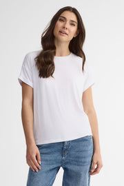 T-shirt col rond coupe ample - Femme && BLANC