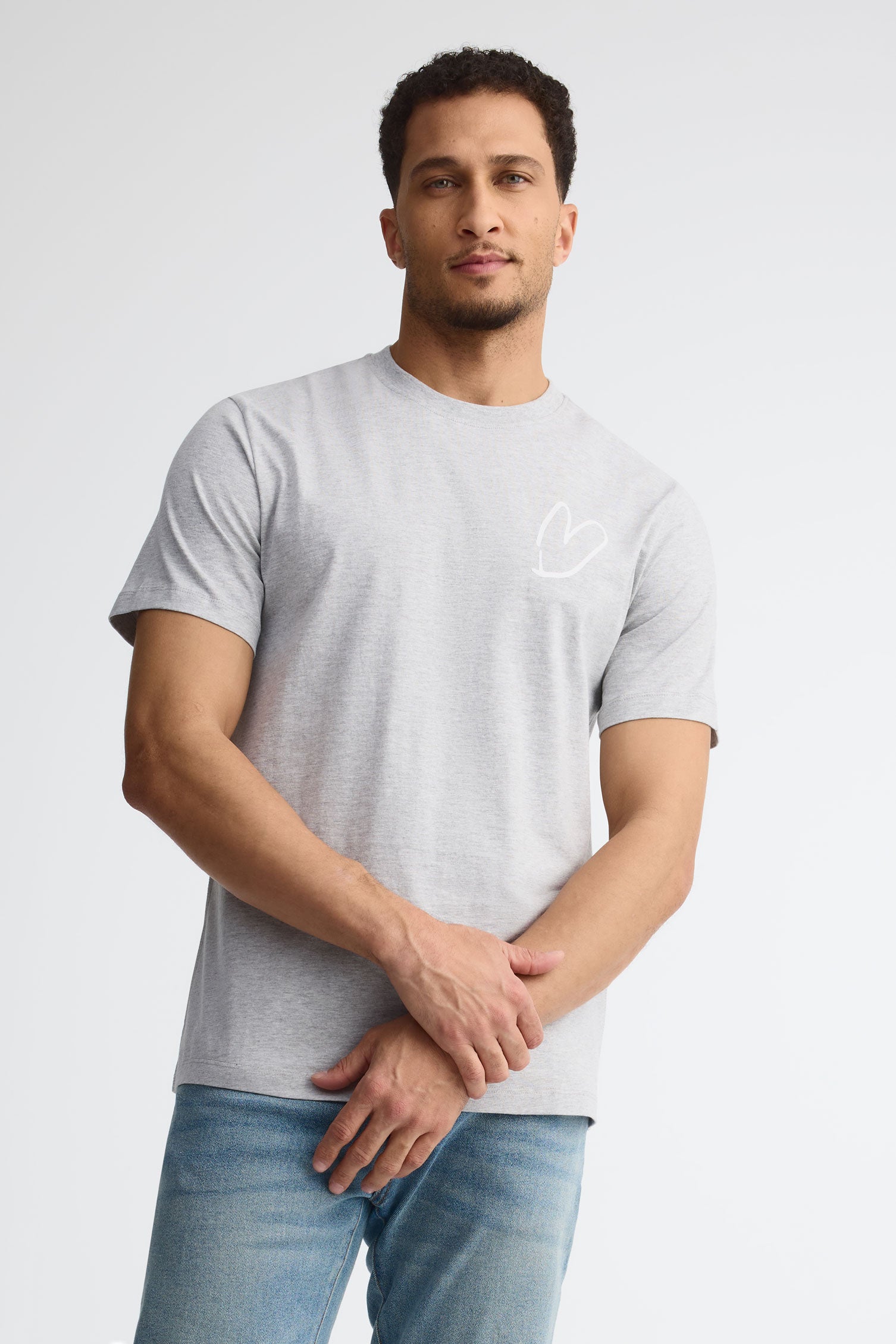 T-shirt col rond imprimé - Adulte unisexe && GRIS MIXTE