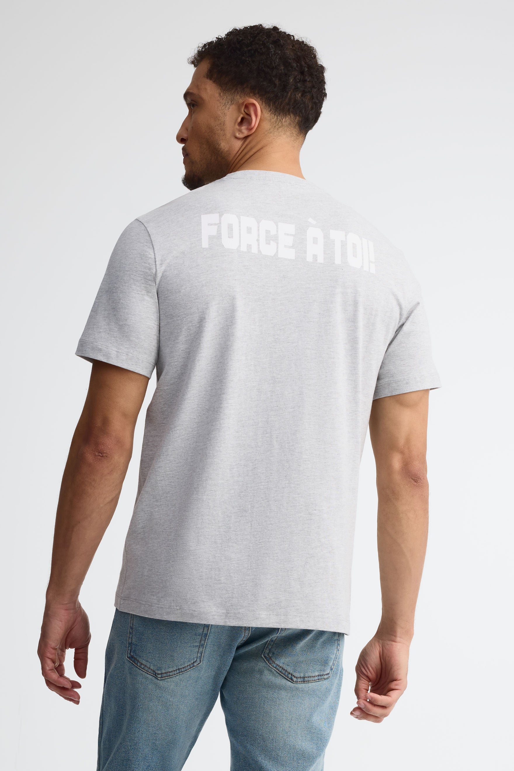 T-shirt col rond imprimé - Adulte unisexe && GRIS MIXTE